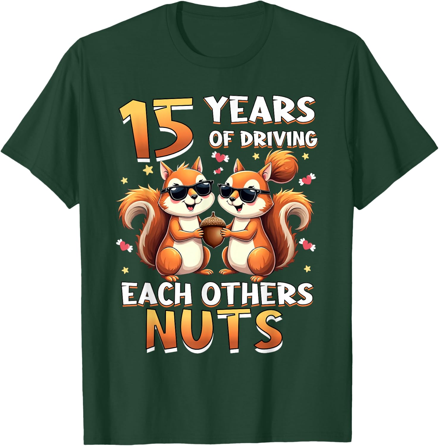 15 Years Of Driving Each Other Nuts Squirrel Couple Matching T-Shirt - T-Shirt | Forest