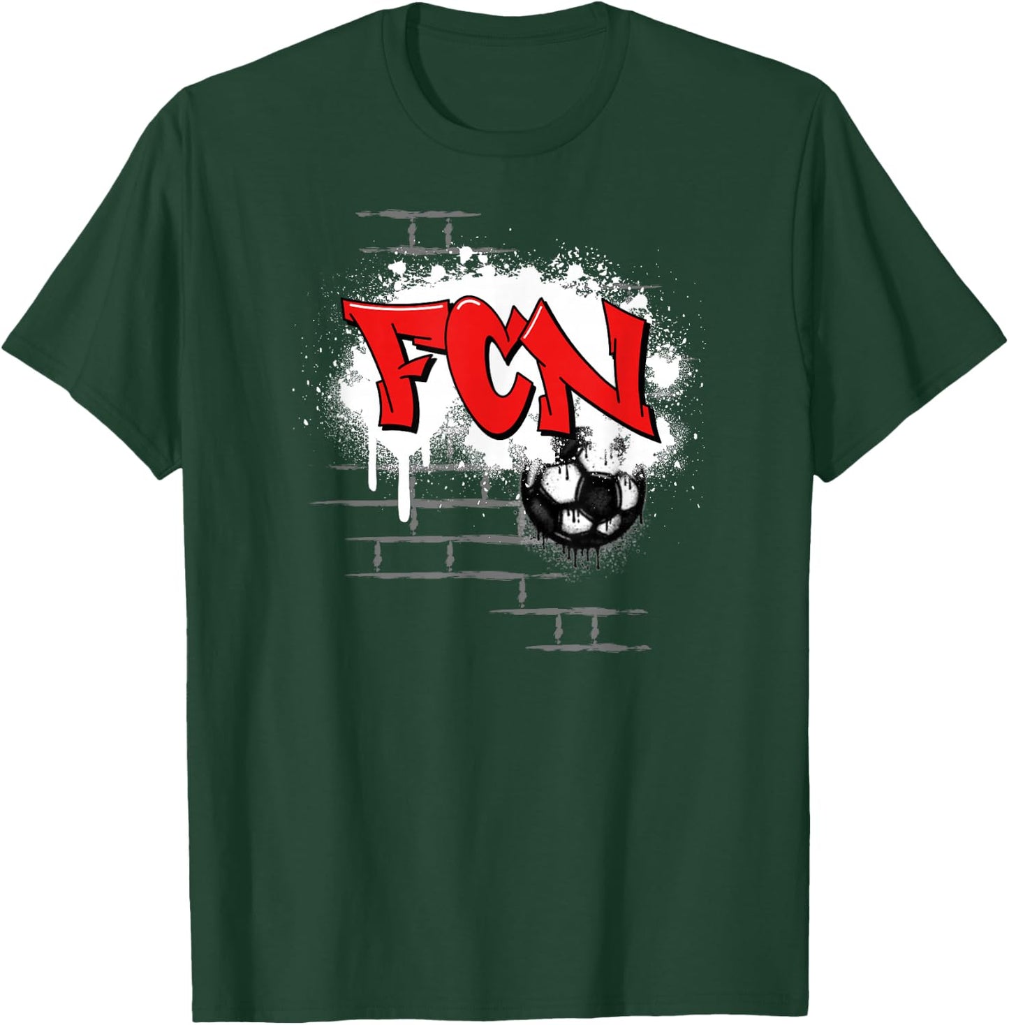 Nuremberg Football Clubberer Fan Franken Stadium Red White , black T-Shirt - T-Shirt | Forest
