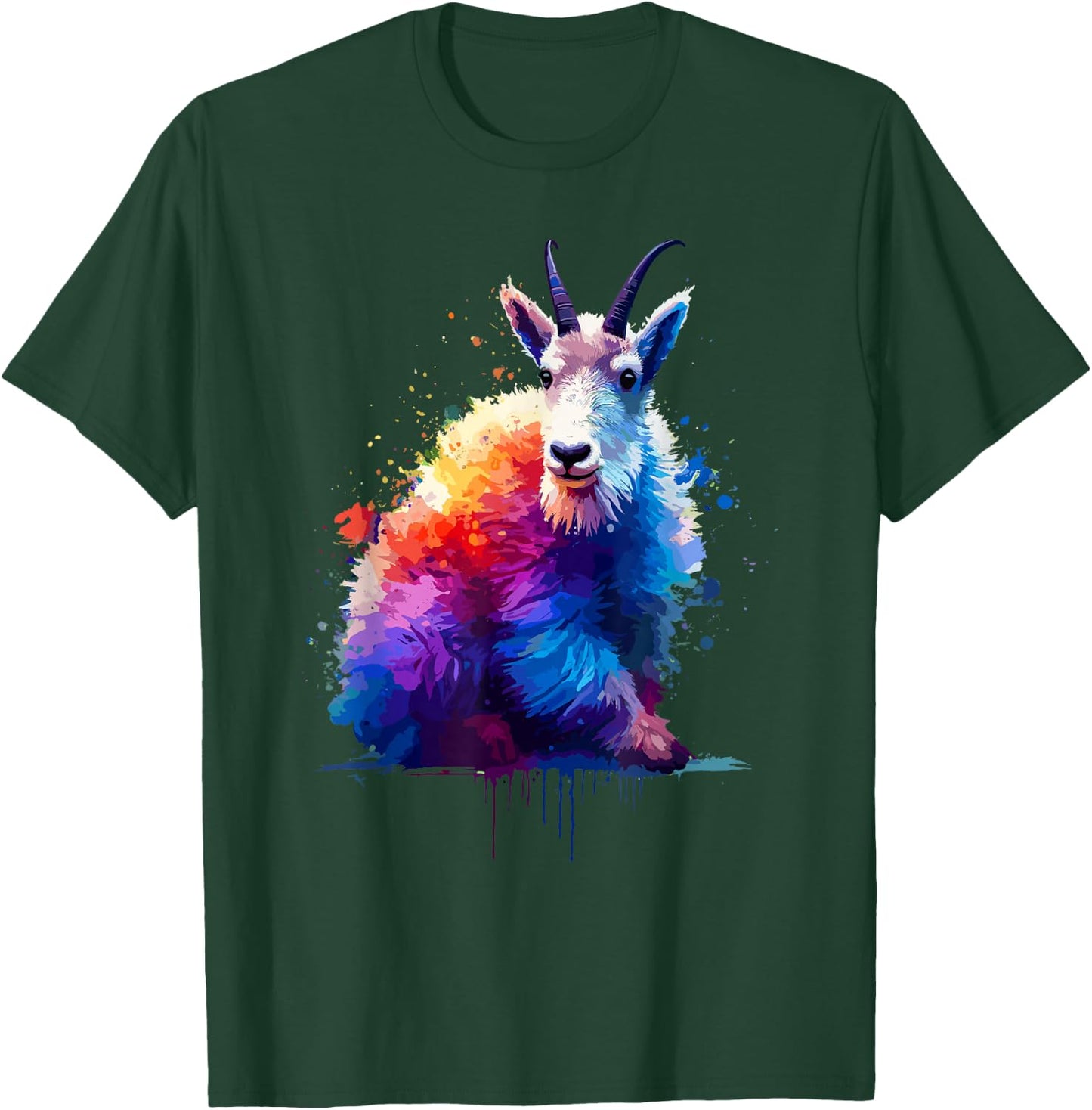 Splash Art Mountain Goat Goats T-Shirt - T-Shirt | Forest