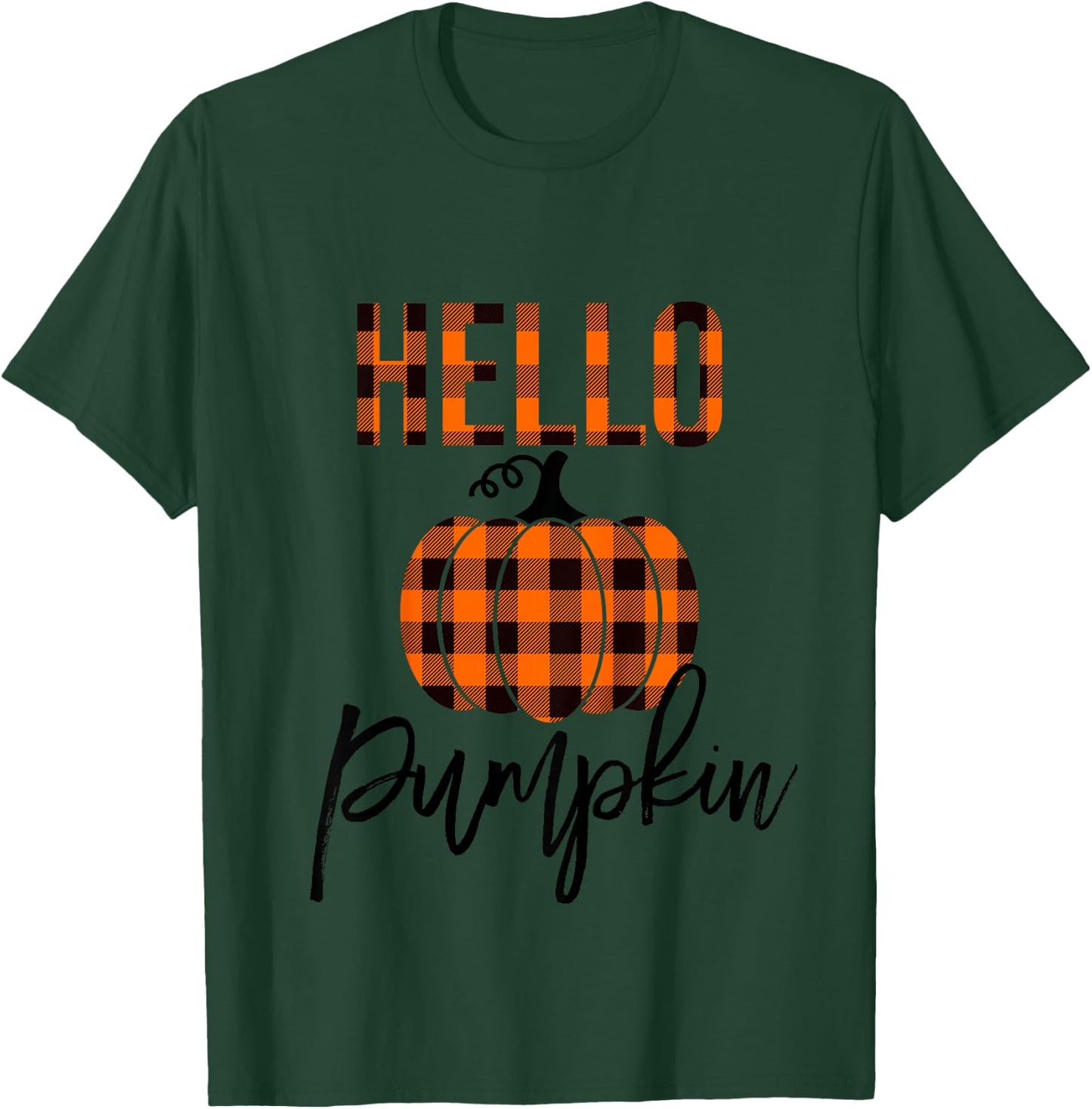 Kids Hello Pumpkin Plaid Toddler Girls Pumpkin Patch T-Shirt - T-Shirt | Forest