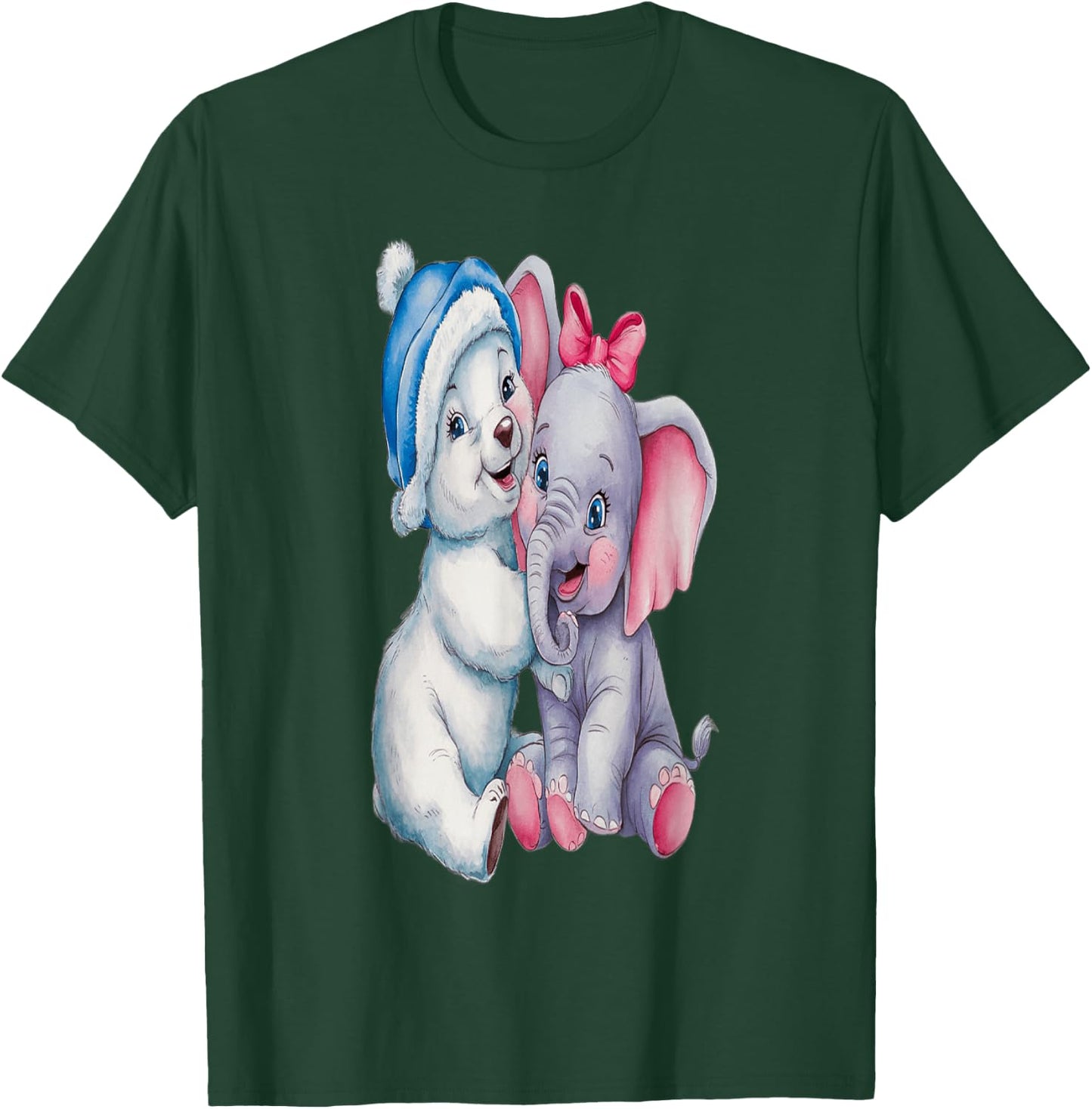 Ours caline éléphant , Black, S T-Shirt - T-Shirt | Forest