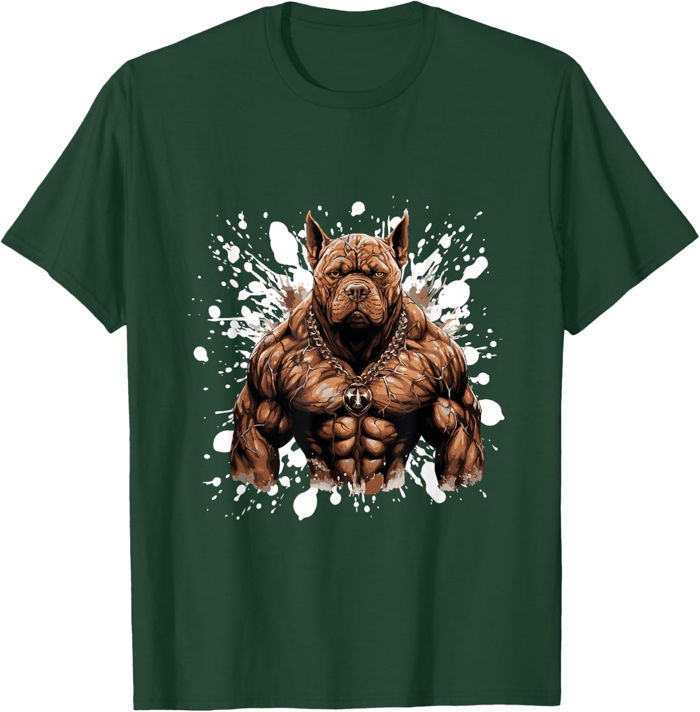 Dog with Pit Muscles | Training Gym Bodybuilding T-Shirt - T-Shirt | Forest