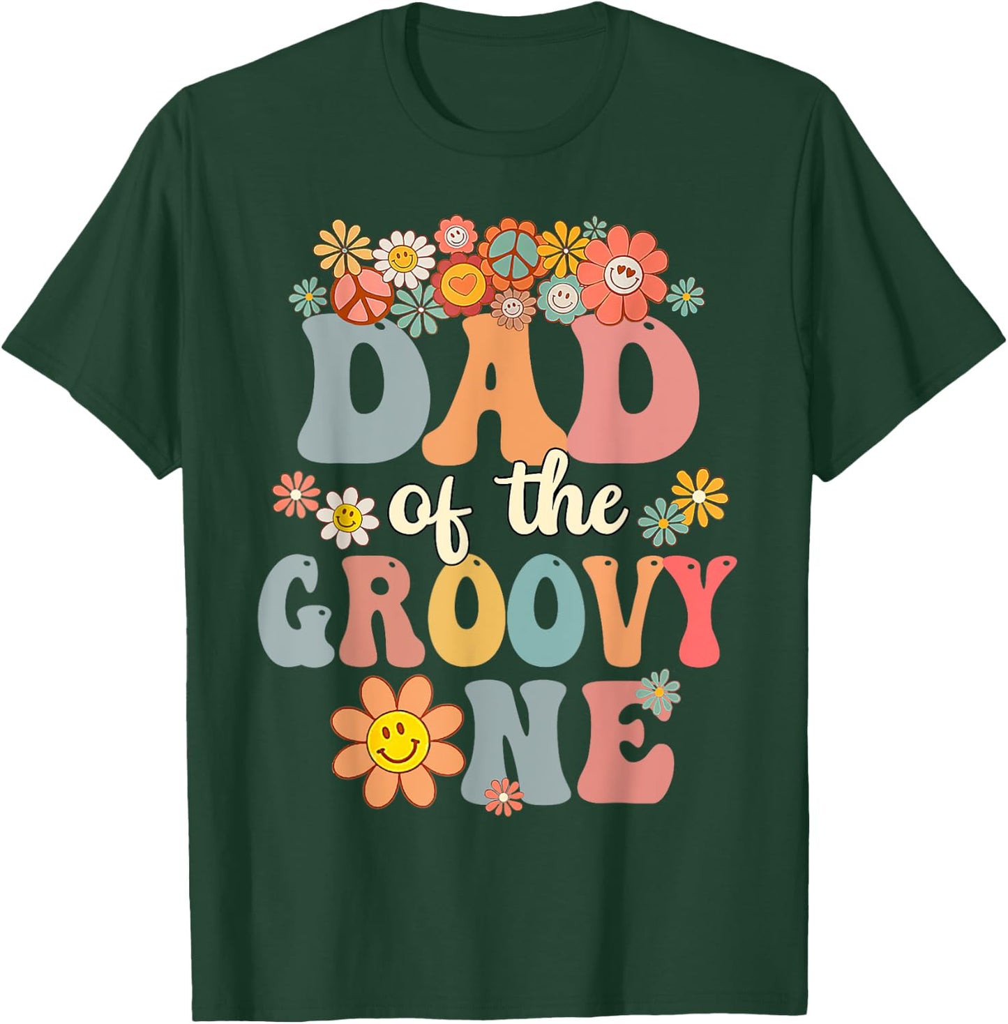 Retro Dad of Groovy One Matching Family 1st Birthday Party T-Shirt - T-Shirt | Forest