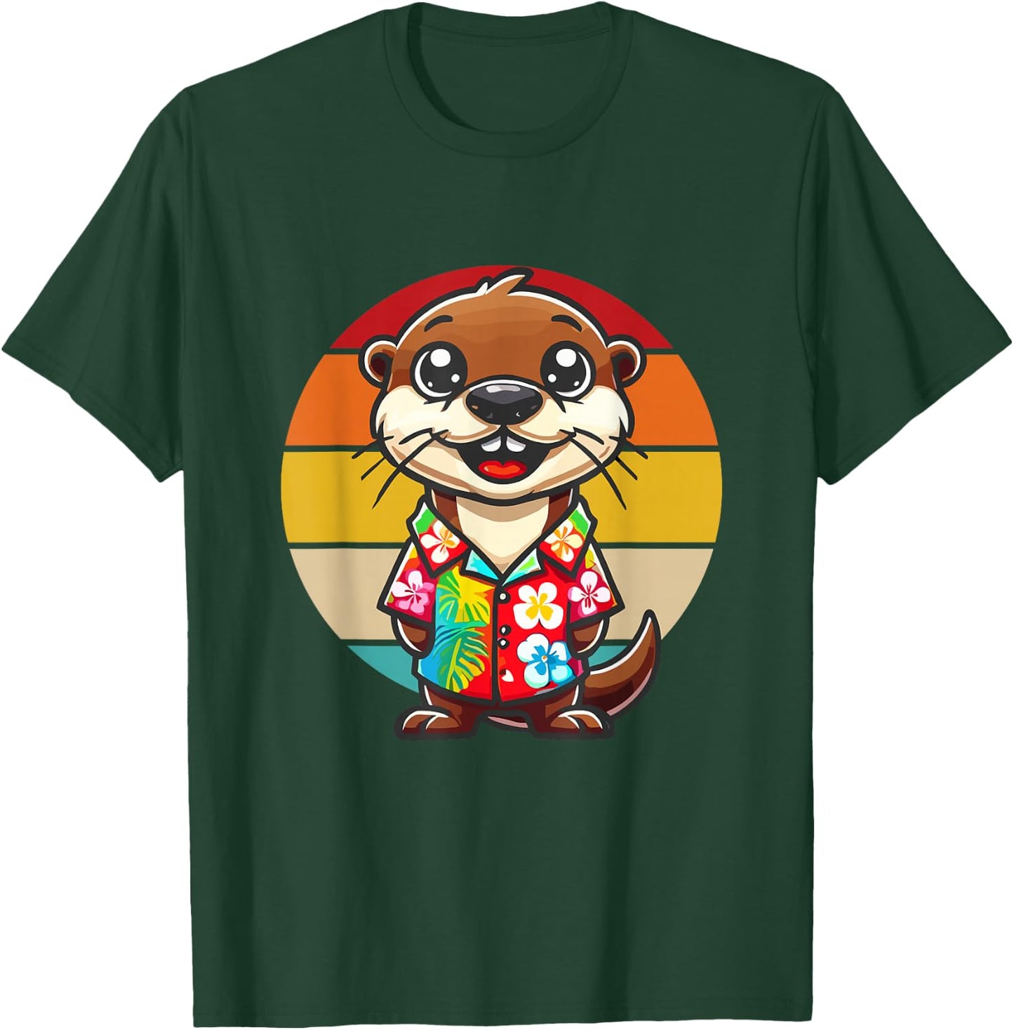 Summer Otter Hawaiian T-Shirt - T-Shirt | Forest