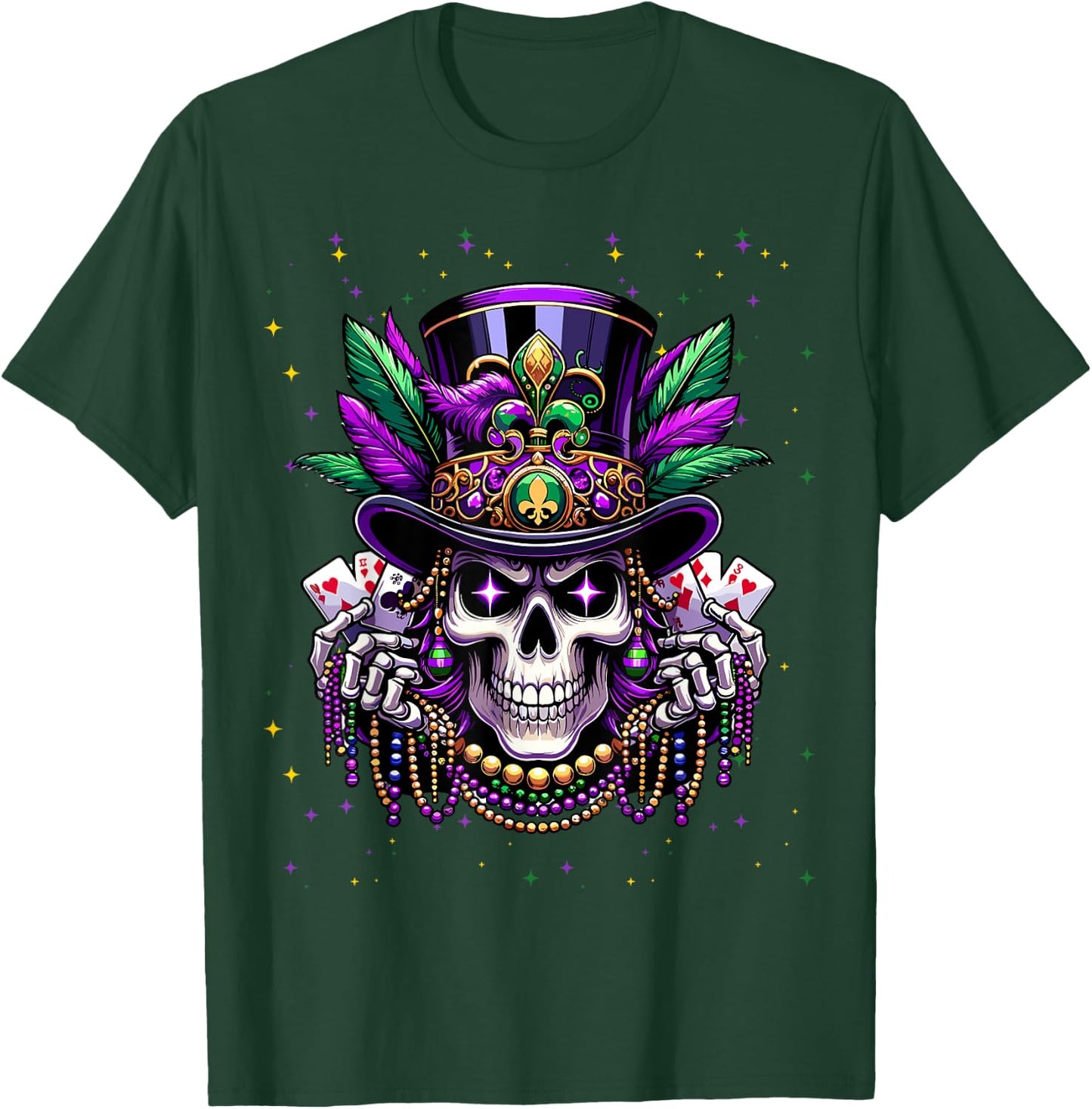 Mardi Gras Skull Top Hat New Orleans Witch Doctor Voodoo T-Shirt - T-Shirt | Forest