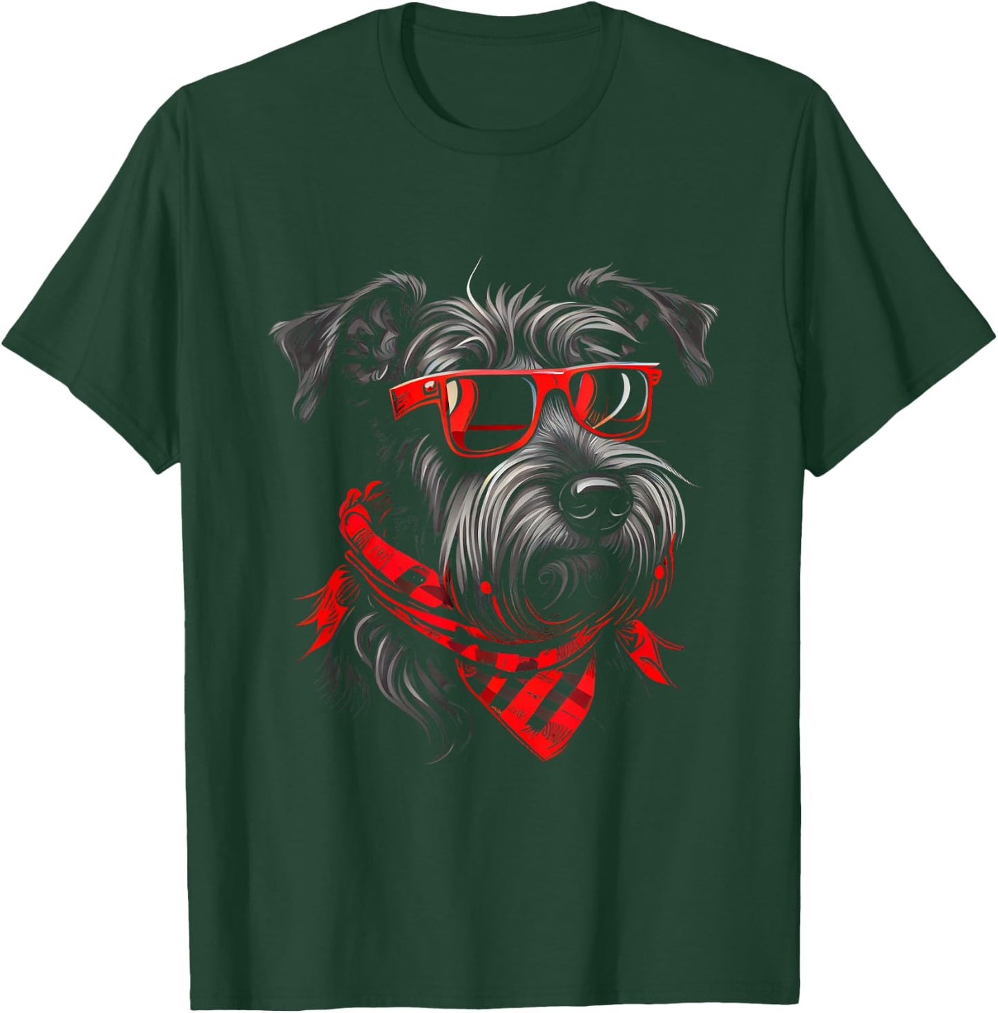 Miniature Schnauzer Sunglasses Bandana T-Shirt - T-Shirt | Forest