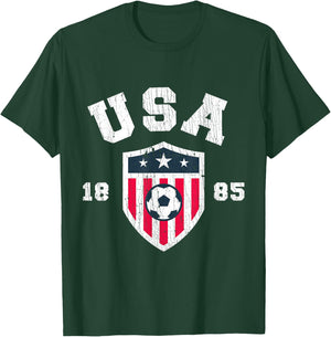 Vintage USA Soccer 1885 American Flag Football T-Shirt - T-Shirt | Forest