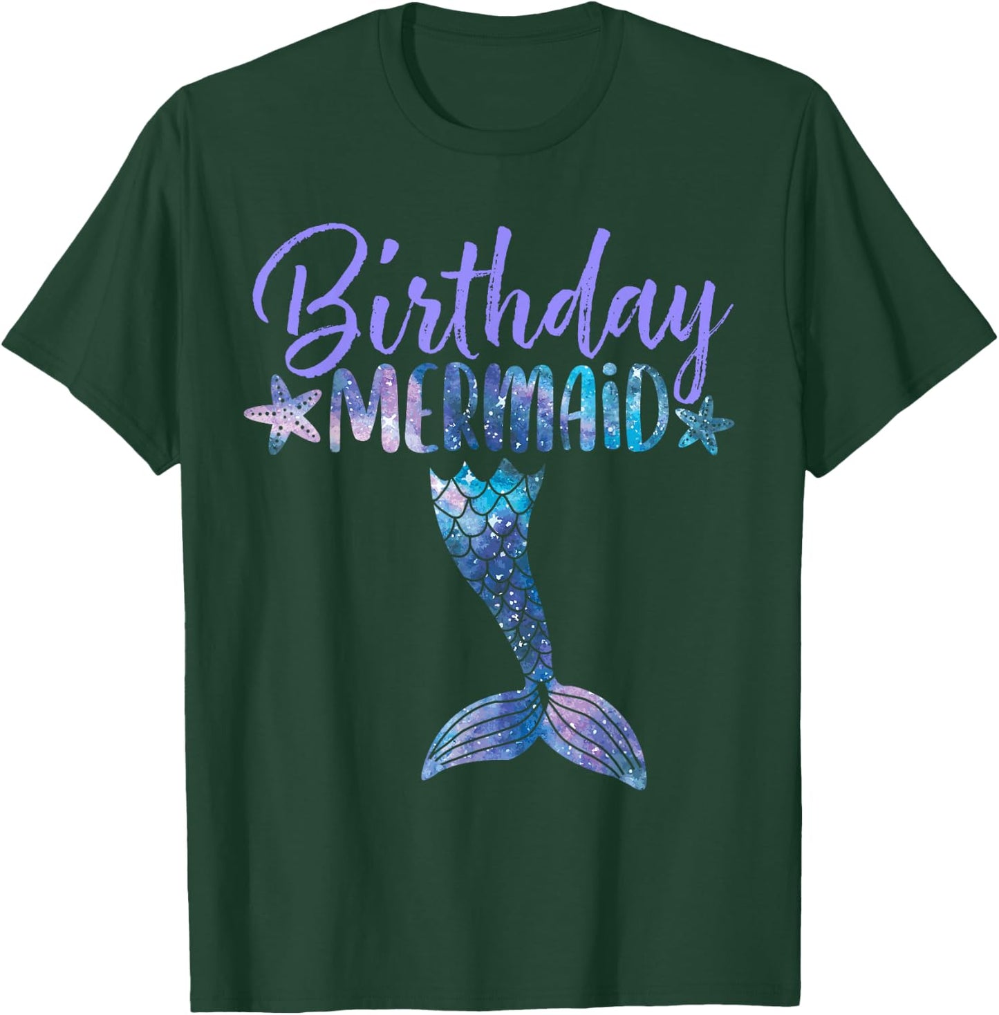 Birthday Mermaid Party Girl Tail Matching Mermaid Squad T-Shirt - T-Shirt | Forest
