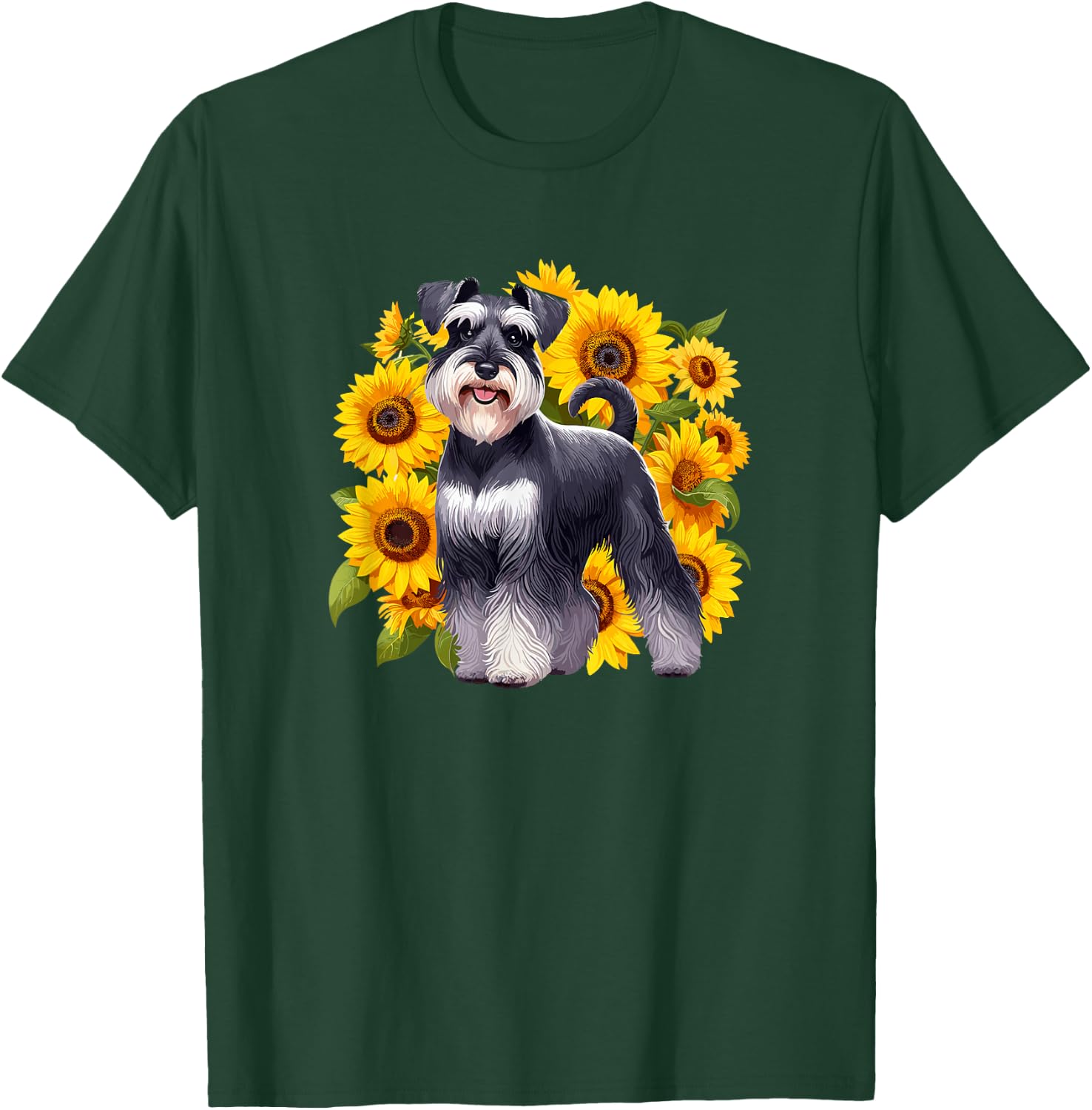 & Girls Sunflowers Flowers Miniature Schnauzer Lover T-Shirt - T-Shirt | Forest