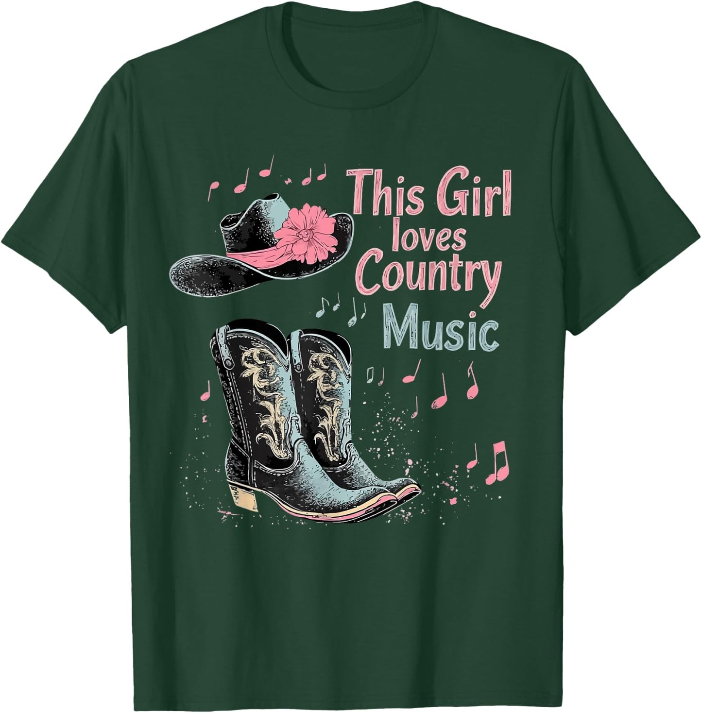 This Girl Loves Country Music Texas Boot Cowgirl Music Lover , Black, S T-Shirt - T-Shirt | Forest
