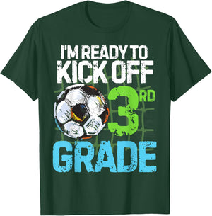 Back To School First day Of 3rd grade Soccer Games Boys Kids T-Shirt - T-Shirt | Forest