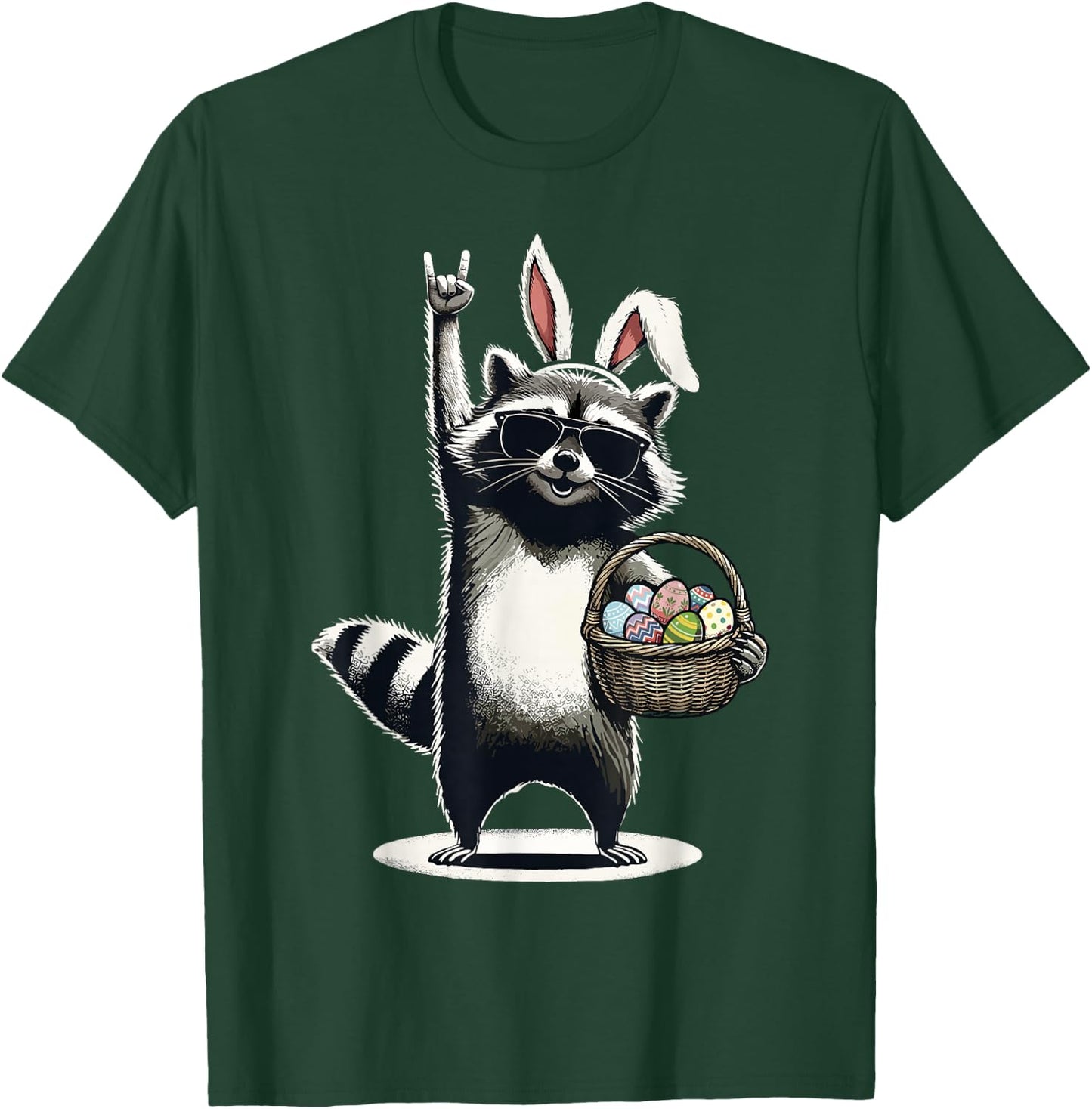 Ostern Waschbär Rocks Ostereiersuche Lustiges Ostern T-Shirt - T-Shirt | Forest