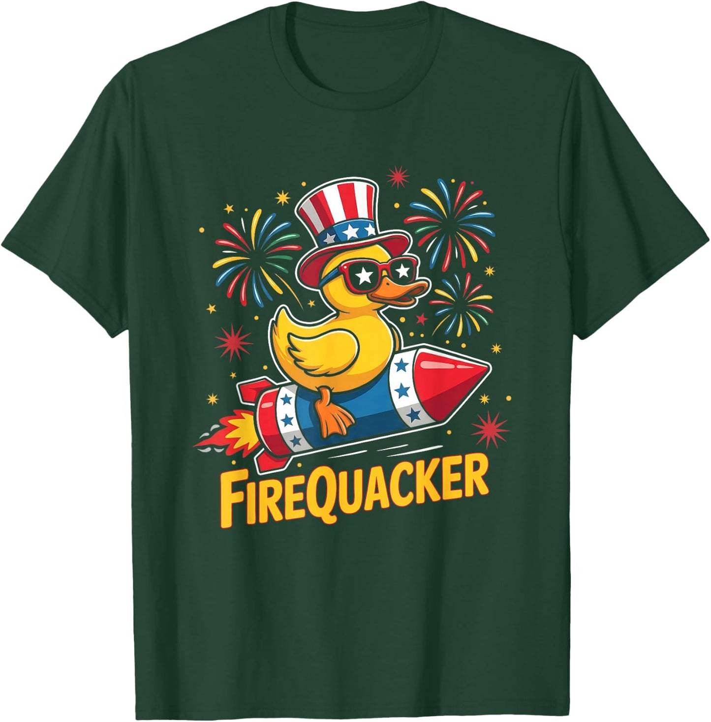 4th of July Duck Firequacker Patriotic Fourth of July Funny T-Shirt - T-Shirt | Forest