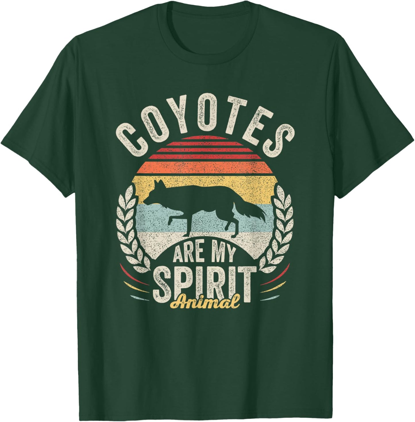 Vintage Retro Coyotes Are My Spirit Animal Coyote Lover T-Shirt - T-Shirt | Forest