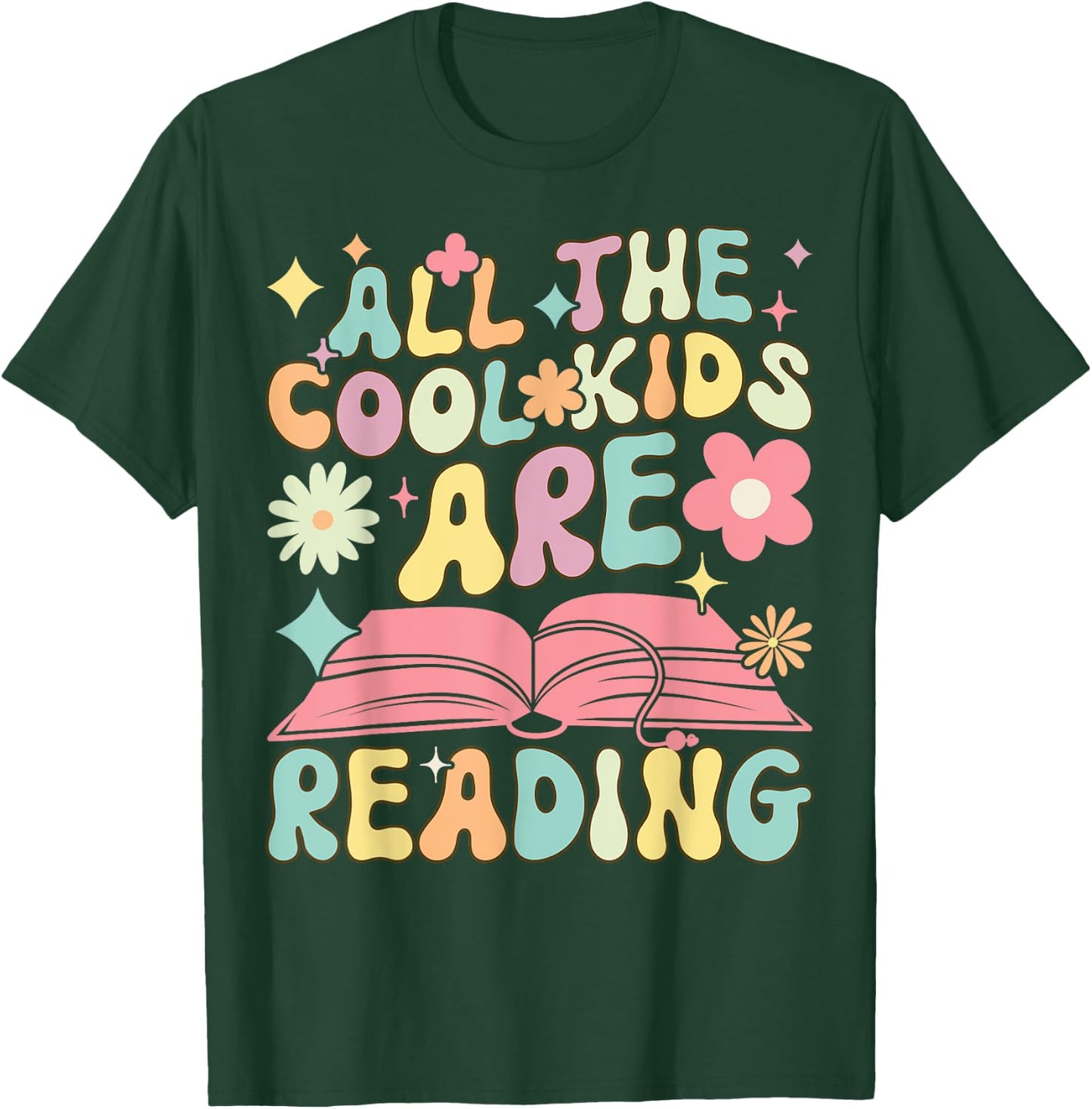 The Cool Kids Are Reading Groovy Book Reader Book Reading T-Shirt - T-Shirt | Forest