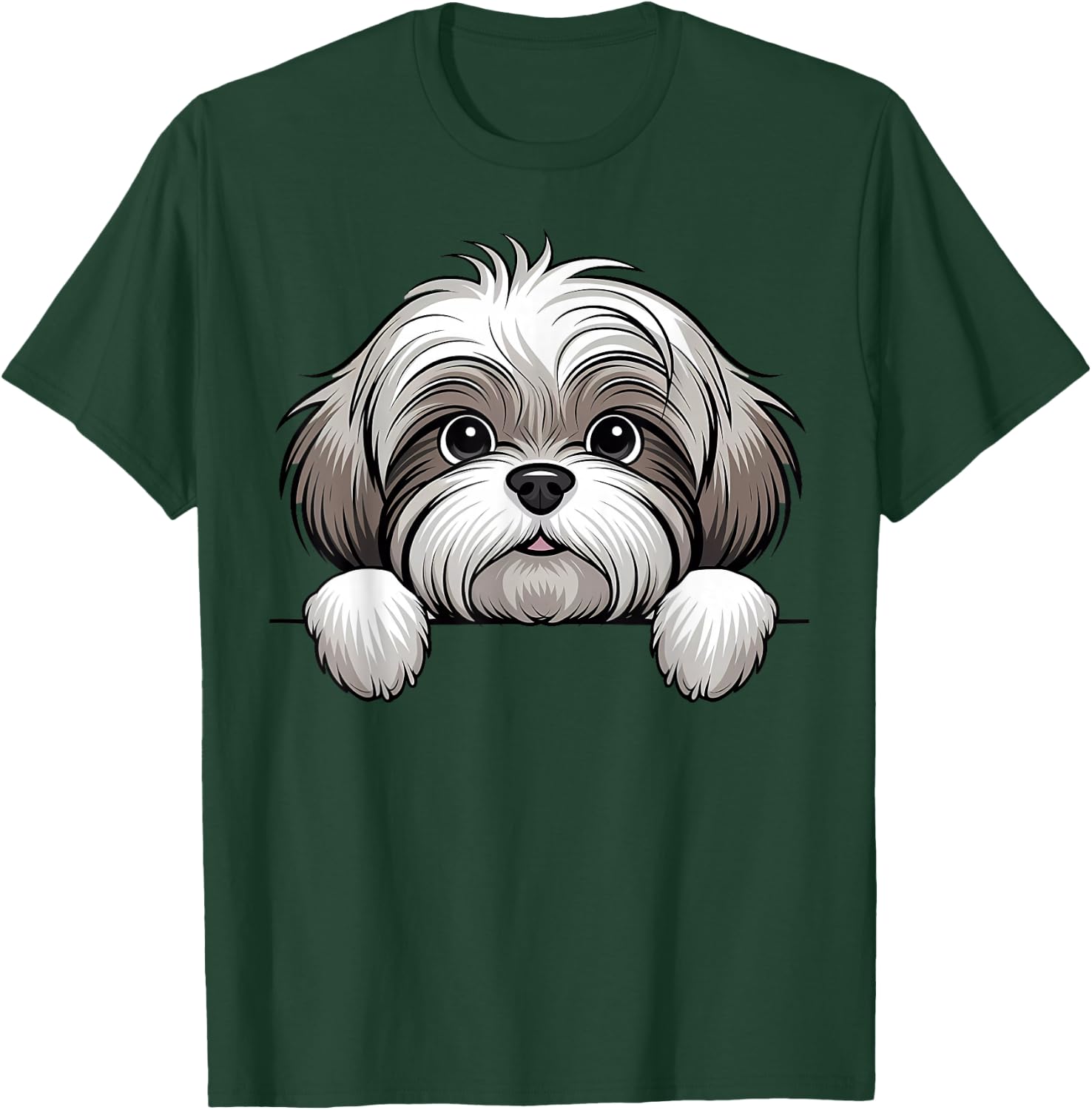 Cute Lhasa Apso Peeking Pocket Puppy Funny Dog Lover T-Shirt - T-Shirt | Forest