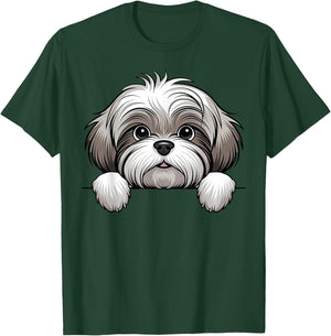 Cute Lhasa Apso Peeking Pocket Puppy Funny Dog Lover T-Shirt - T-Shirt | Forest