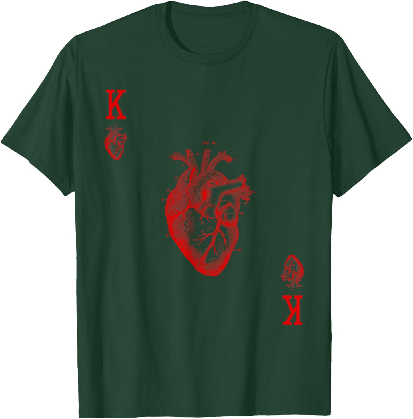 King of Hearts Vintage Crown Engraving Card T-Shirt - T-Shirt | Forest