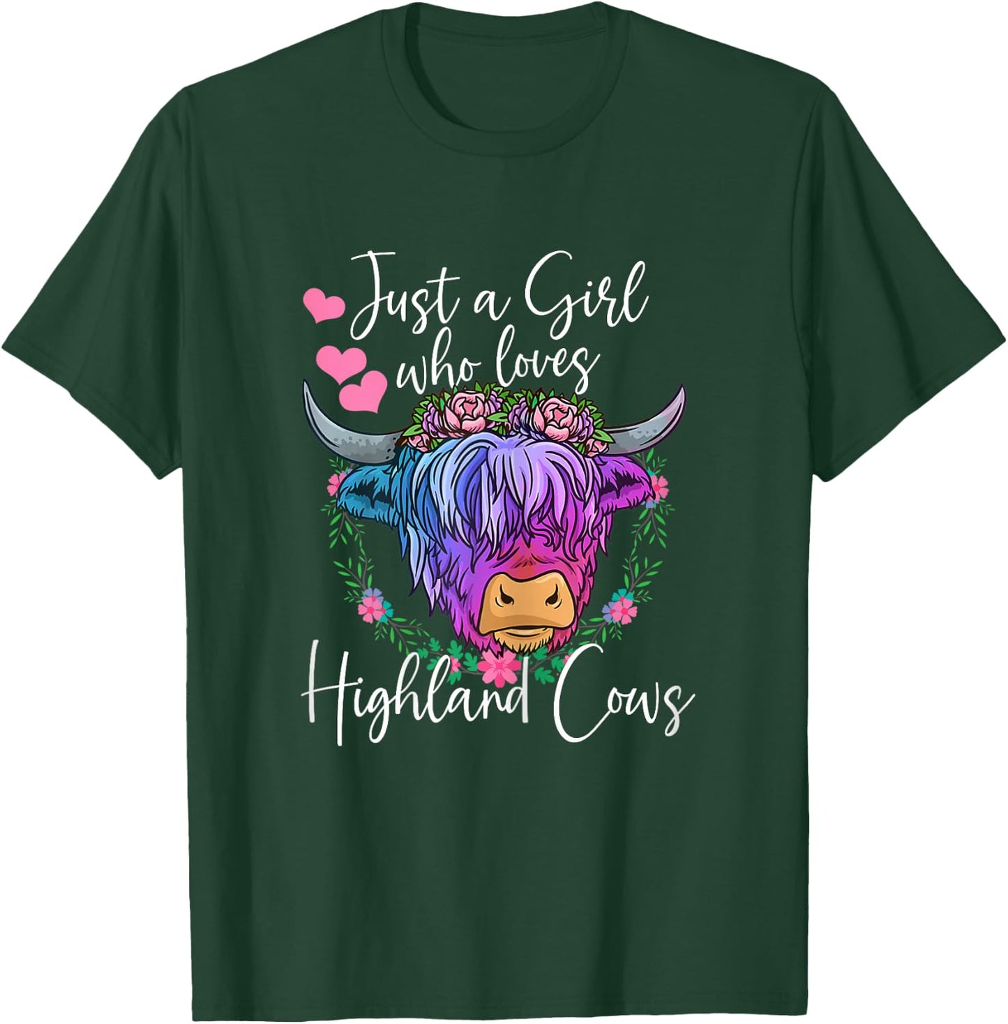 Highland Cow Gifts Women Just a Girl Who Loves Highland Cows T-Shirt - T-Shirt | Forest