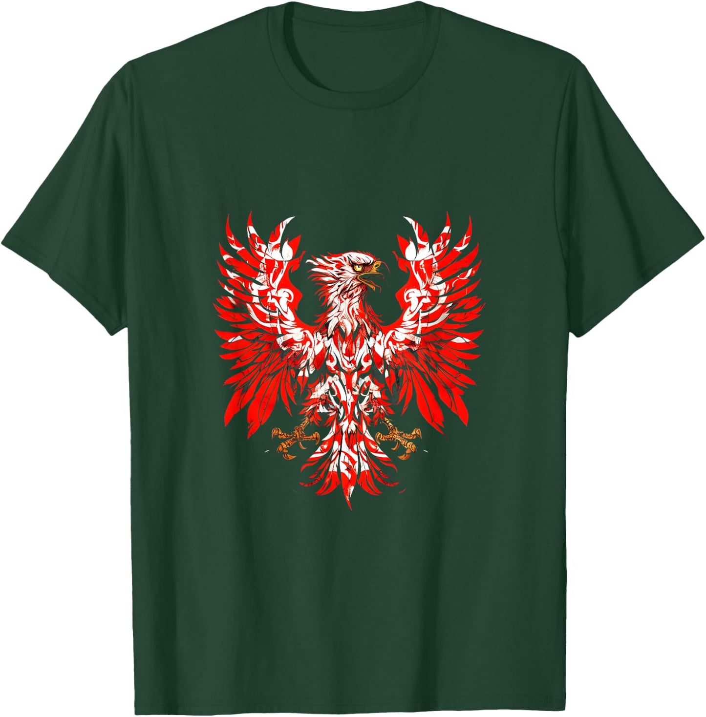 PolishDesigns Polish Eagle Poland Polska - Black, Small, Classic Fit, Short Sleeve, -Adult, All Ages, Polish Heritage, Flag Enthusiasts T-Shirt - T-Shirt | Forest