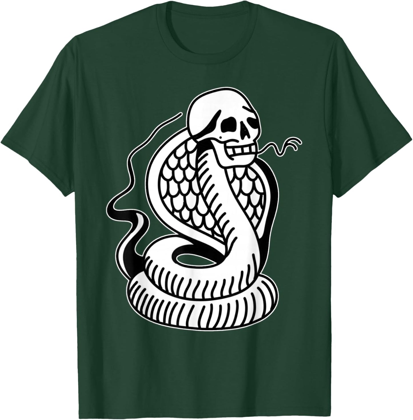 Cobra Snake Skull Blackwork Tattoo Flash T-Shirt - T-Shirt | Forest