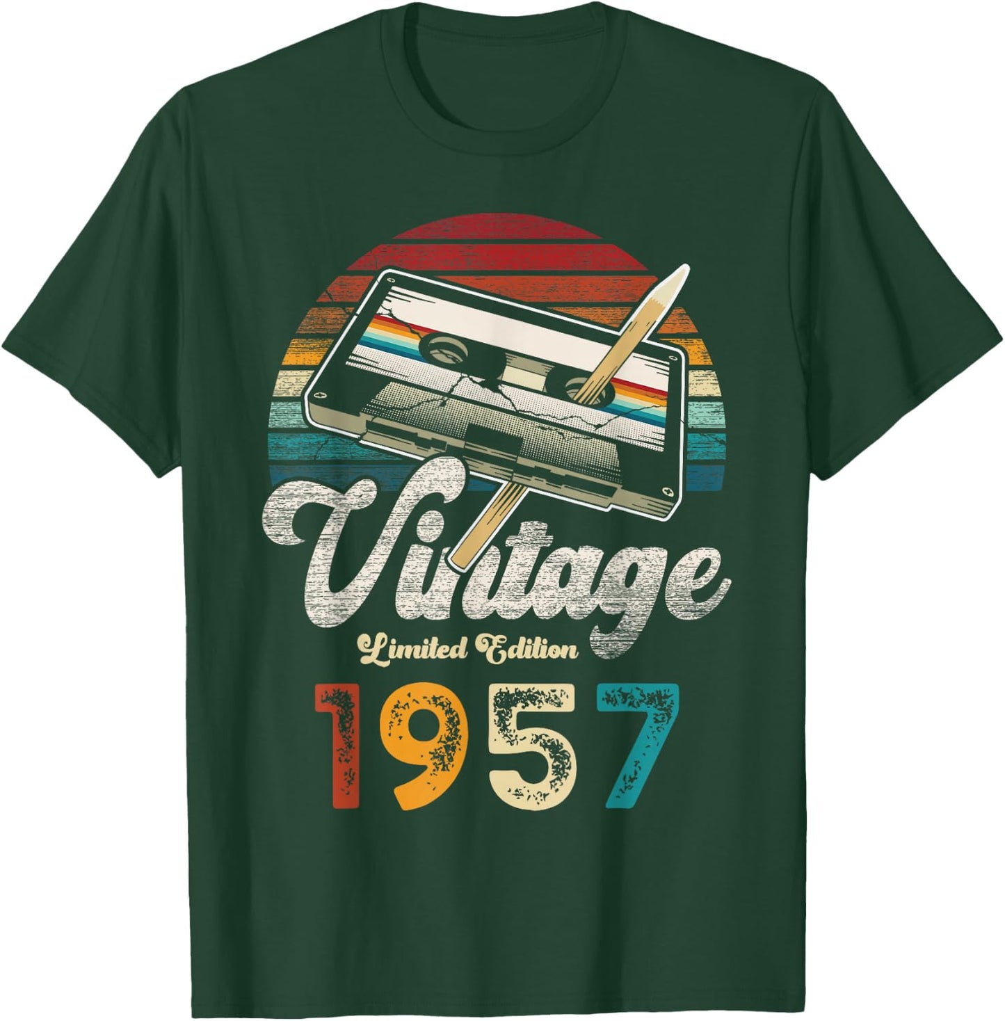 Vintage 1957 Geburtstag 69 Jahre Kassette Bleistift T-Shirt - T-Shirt | Forest