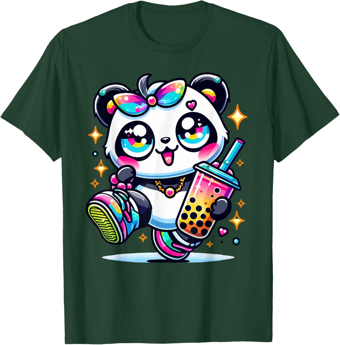 Panda Kawaii Boba Bubble Tea Anime Cute For Kids T-Shirt - T-Shirt | Forest