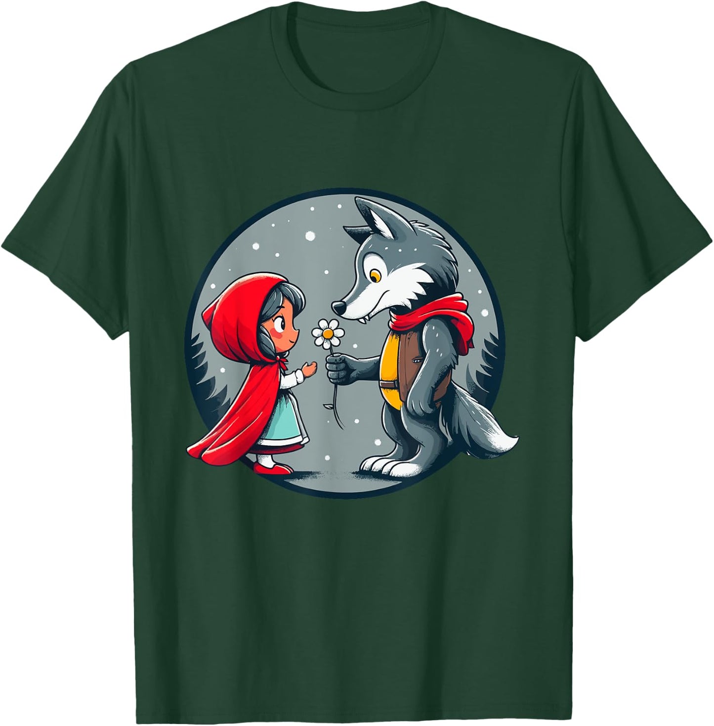 Little Red Riding Hood Wolf Fairy Tale Forest Children Cute T-Shirt - T-Shirt | Forest