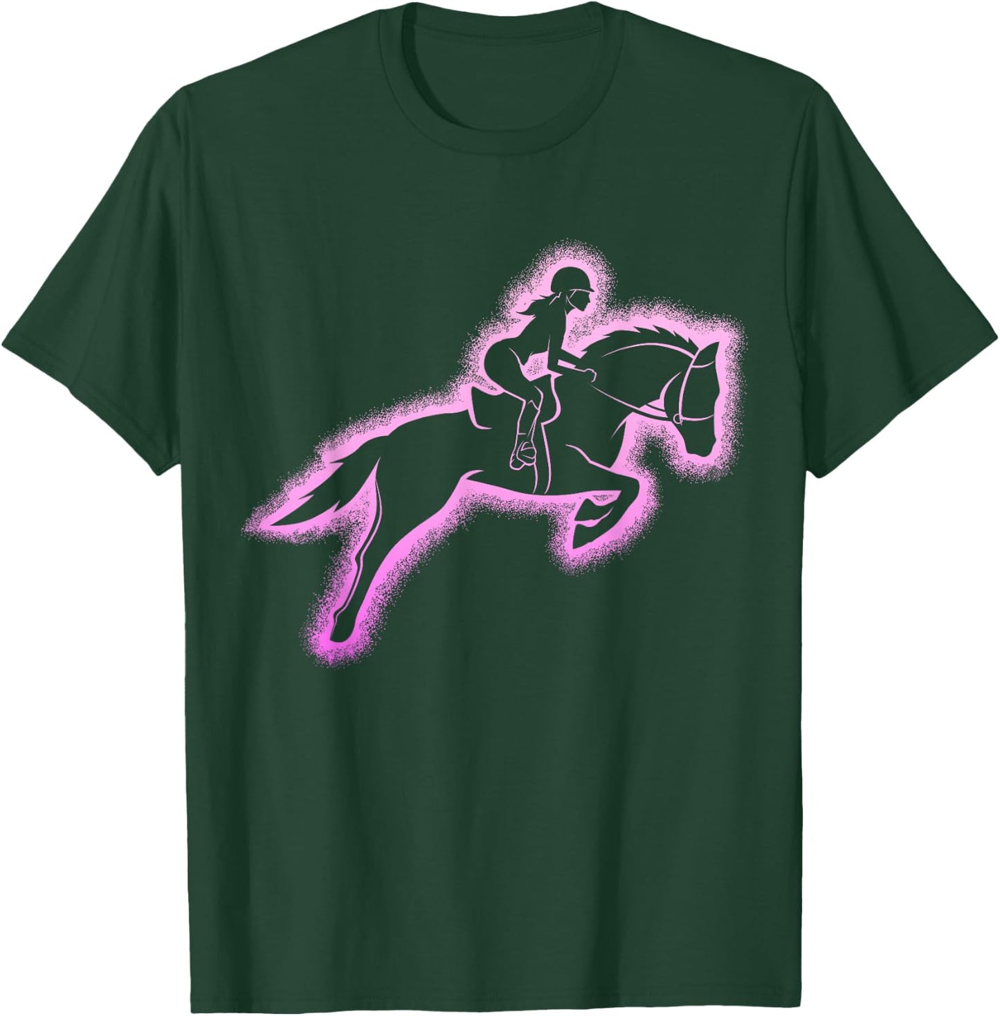 Horse Woman Girl Riding Horses , Black, S T-Shirt - T-Shirt | Forest
