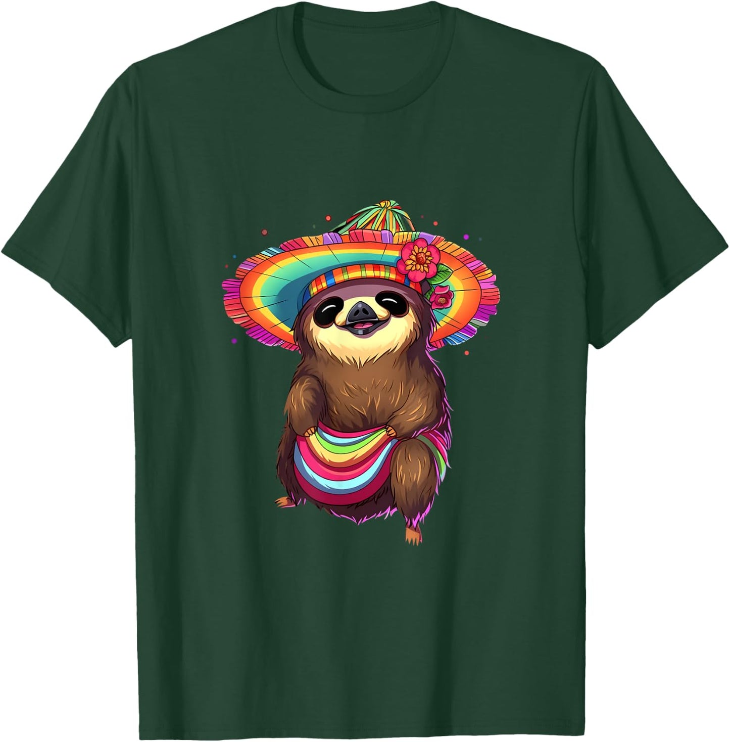 Sloth Mexican Hat Sombrero Cinco de Mayo Sloth Lover T-Shirt - T-Shirt | Forest