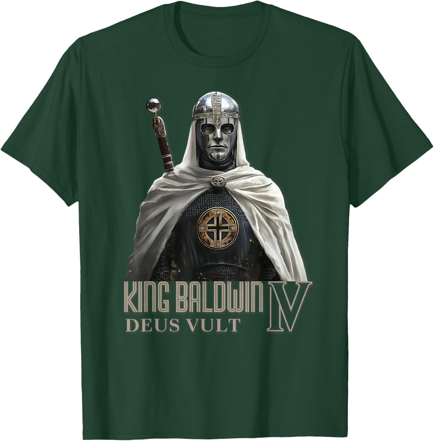 King Baldwin IV Jerusalem Cross Catholic T-Shirt - T-Shirt | Forest