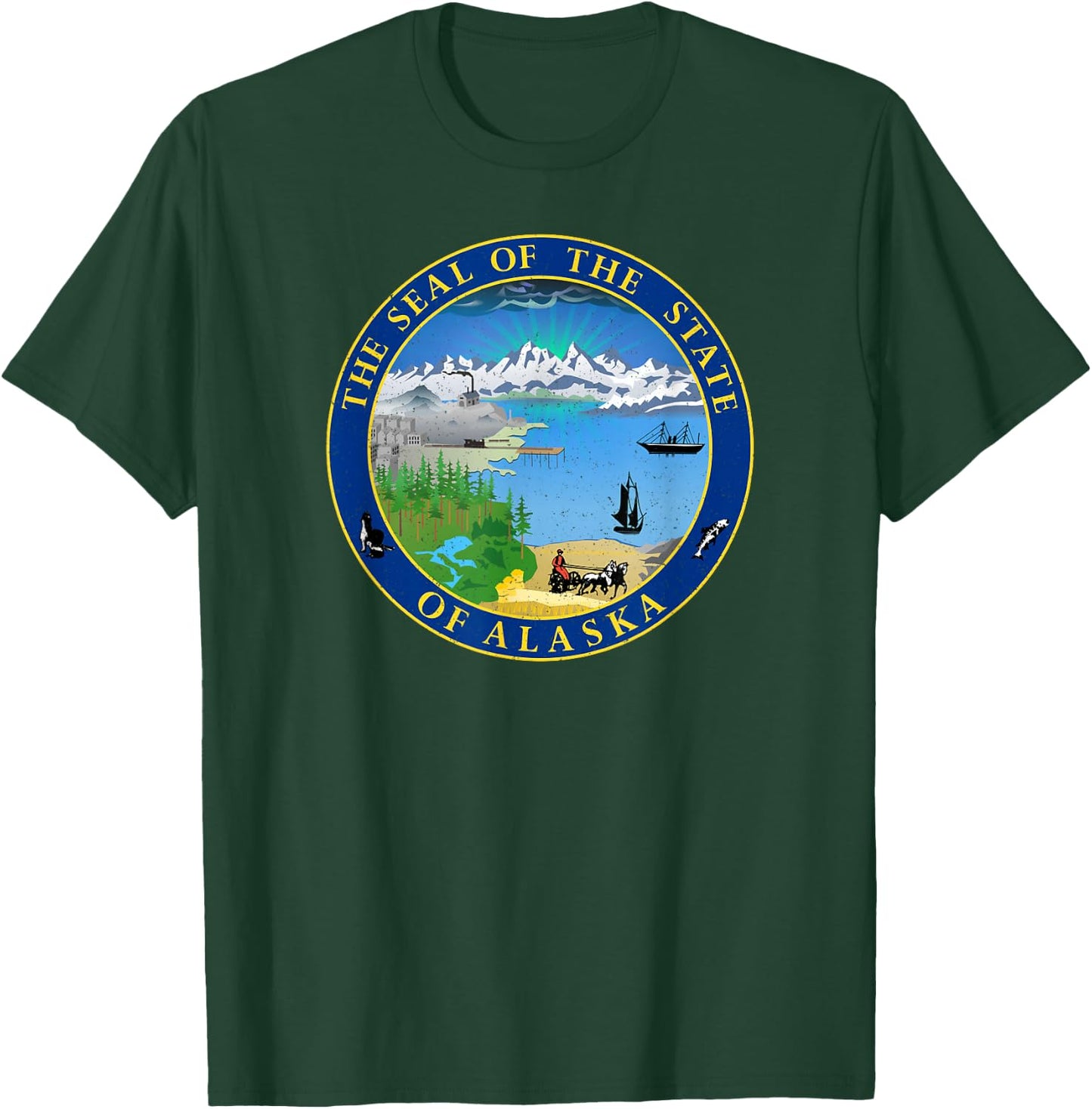 Alaska State Seal Flag T-Shirt - T-Shirt | Forest