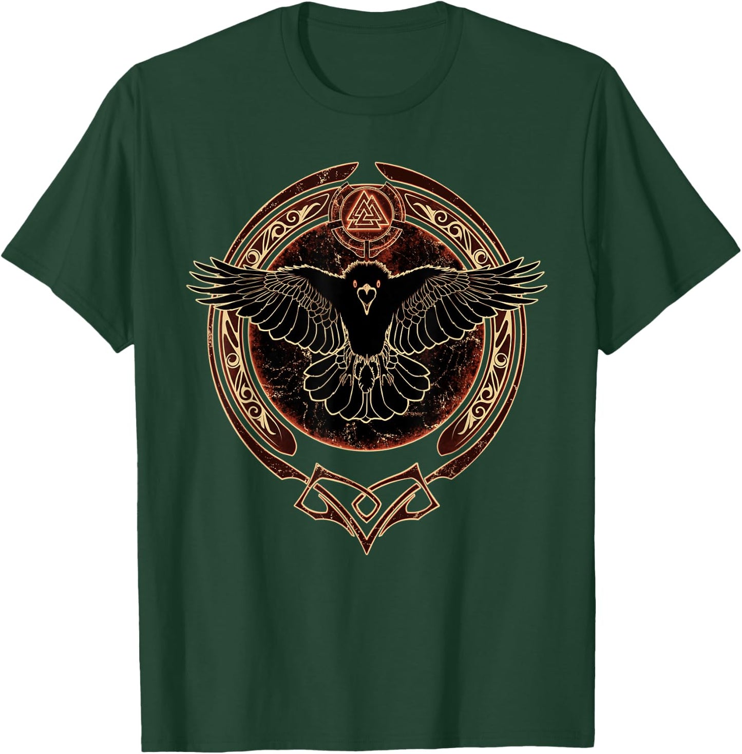 Hugin Viking Raven Valknut Symbol T-Shirt - T-Shirt | Forest