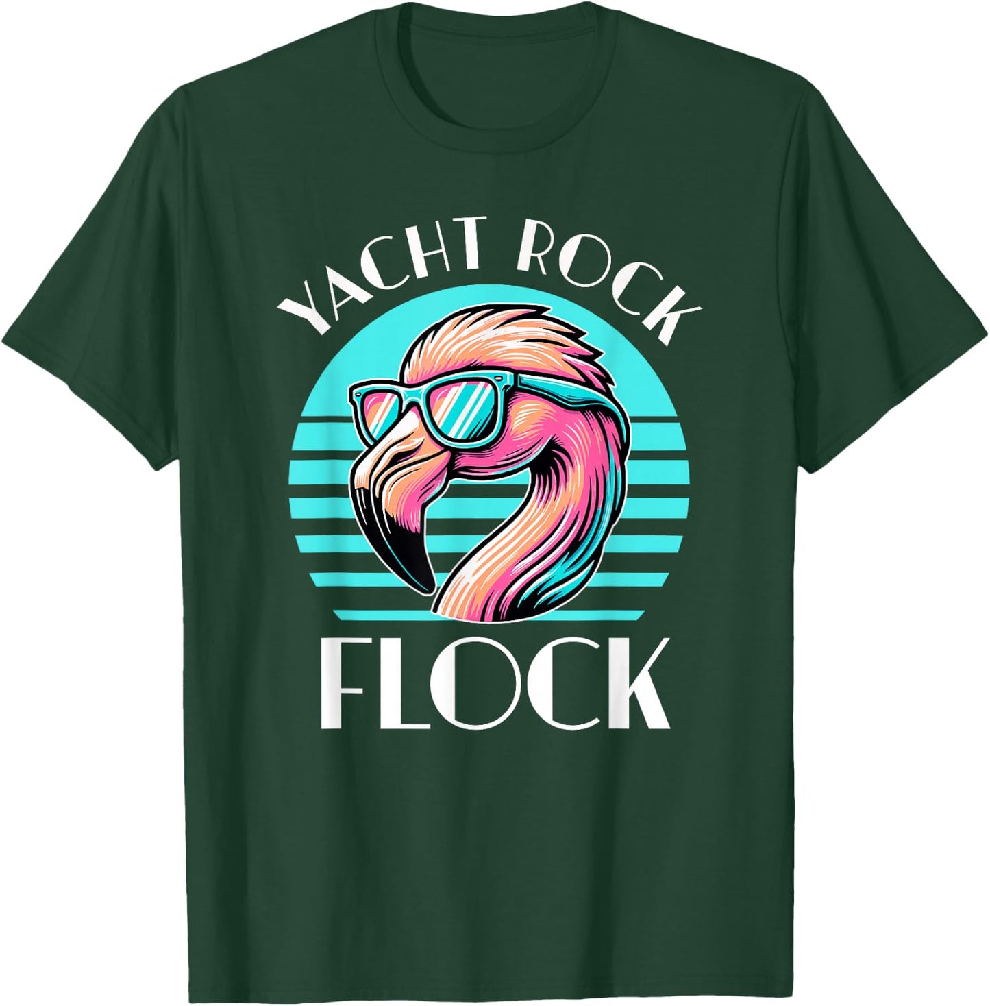 Retro Yacht Rock Flock T-Shirt - T-Shirt | Forest
