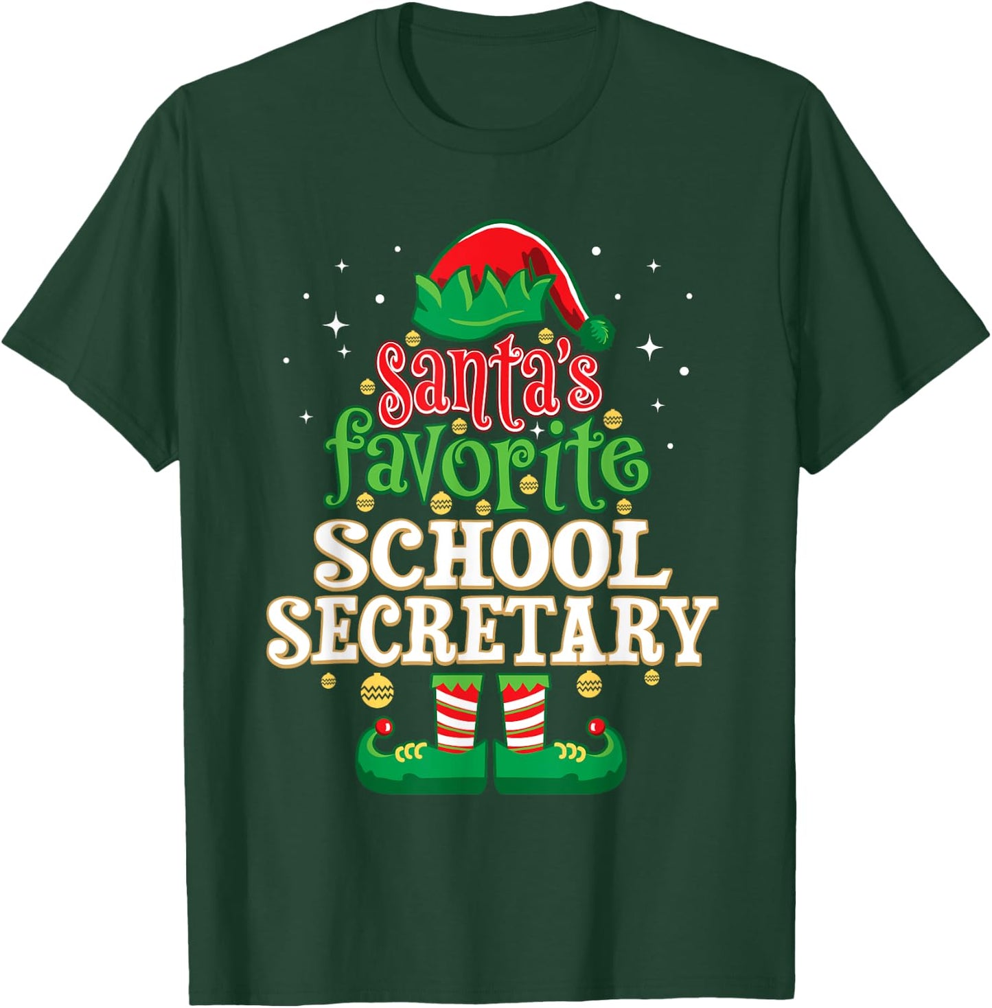 Santa's Favorite School Secretary Christmas Matching T-Shirt - T-Shirt | Forest