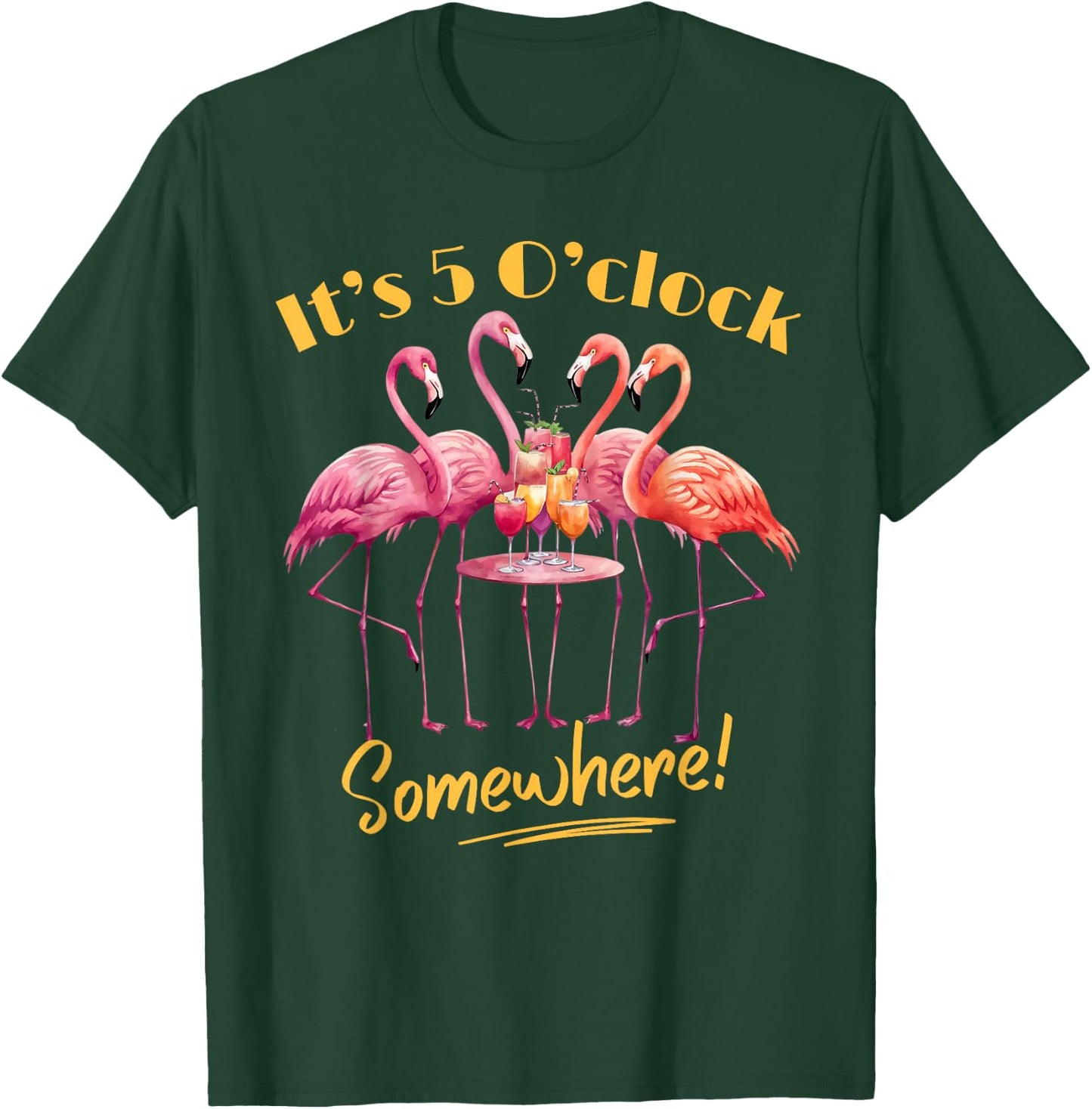 It's 5 O'Clock Somewhere Flamingo Tropical Margarita Party T-Shirt - T-Shirt | Forest
