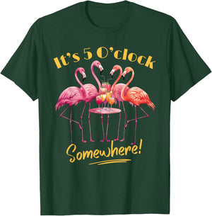 It's 5 O'Clock Somewhere Flamingo Tropical Margarita Party T-Shirt - T-Shirt | Forest
