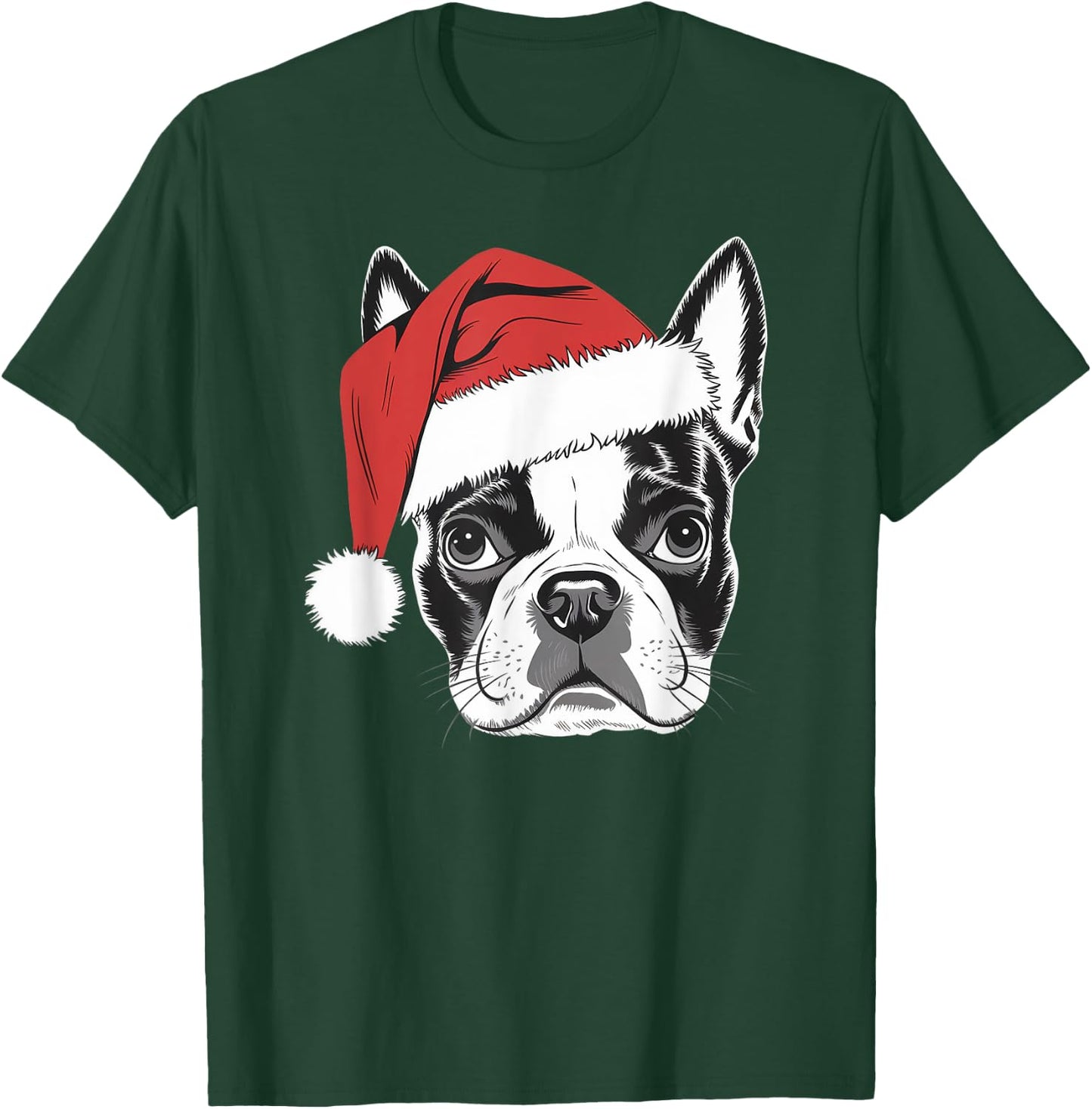 Joyful Boston Terrier Santa Dog on Boston Terrier Christmas Women Kids T-Shirt - T-Shirt | Forest