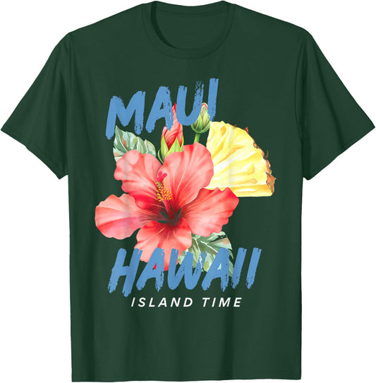 Maui Hawaii Summer Vacation Hibiscus Flower Tropical Beach T-Shirt - T-Shirt | Forest