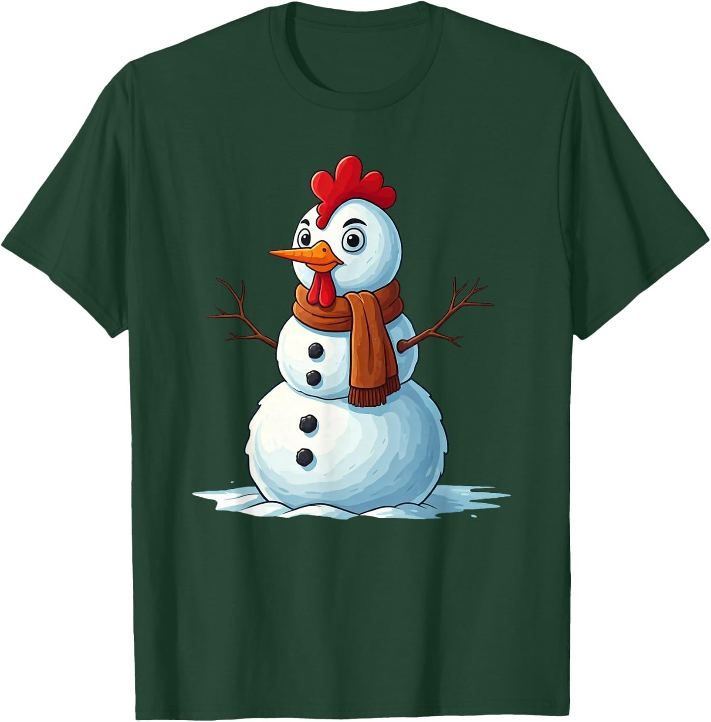 Funny Chicken Snowman Scarf Christmas Kids T-Shirt - T-Shirt | Forest