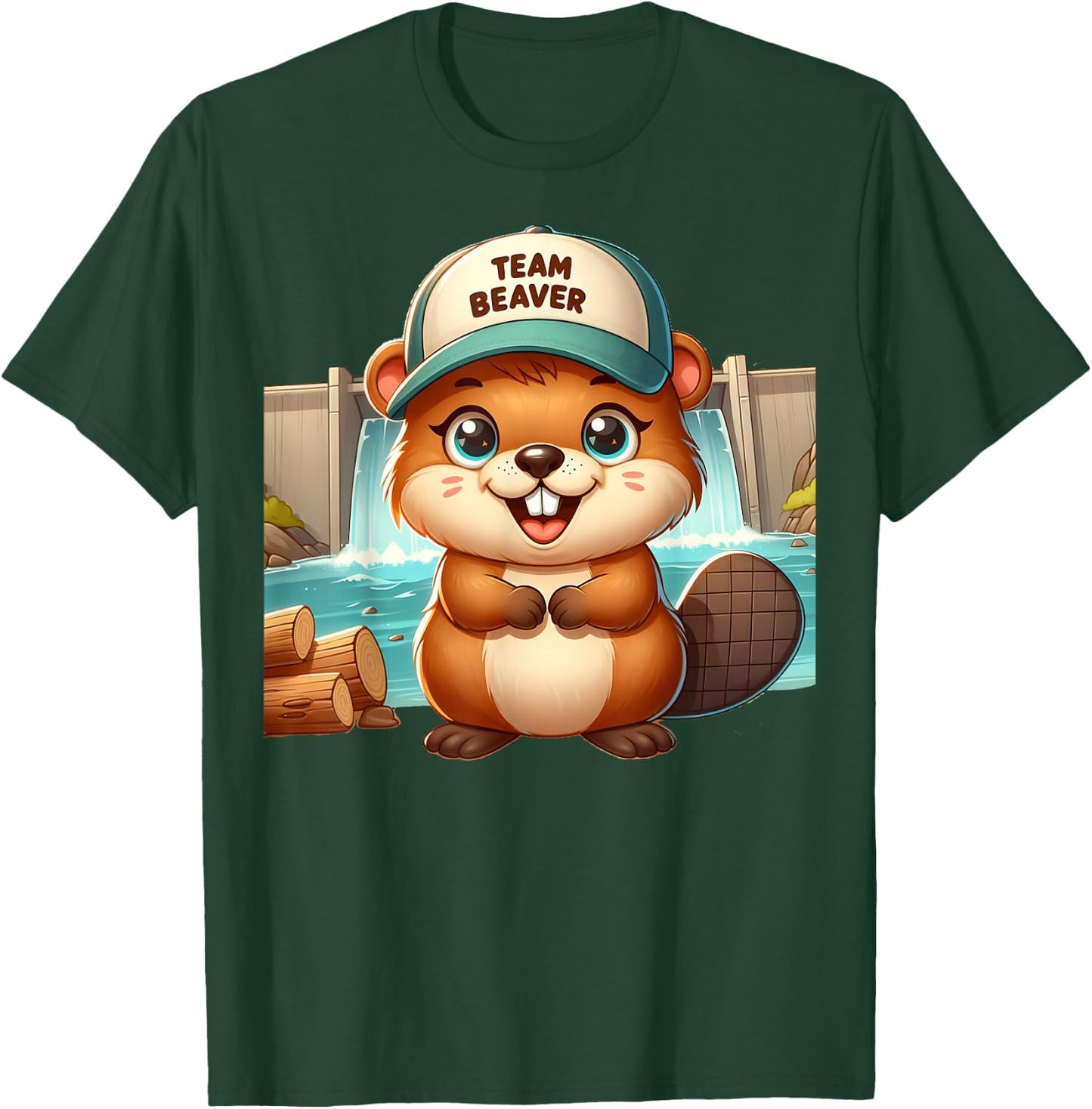 Team Beaver Cartoon Animal Funny Beavers Men Women Kids T-Shirt - T-Shirt | Forest