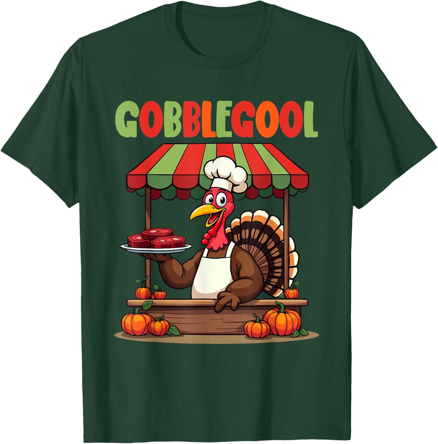 Gobblegool Turkey Cheef Thanksgiving turkey Men Women T-Shirt - T-Shirt | Forest