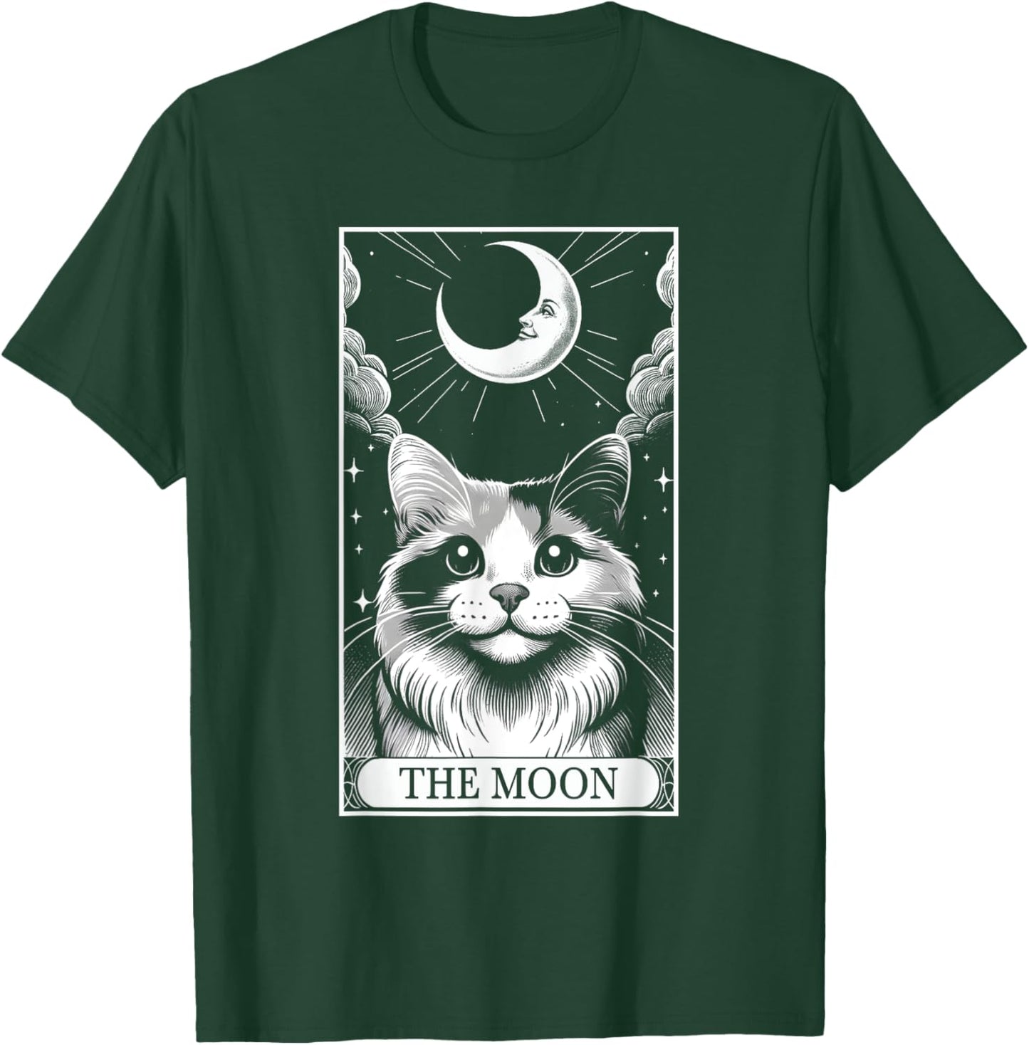 Tarot Card Vintage Crescent Moon Calico Cat Mom Cat Lovers Women Kids T-Shirt - T-Shirt | Forest
