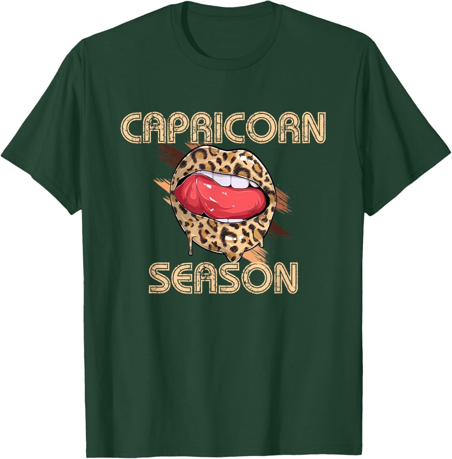 Capricorn Season Leopard Cheetah Lips Birthday Women T-Shirt - T-Shirt | Forest