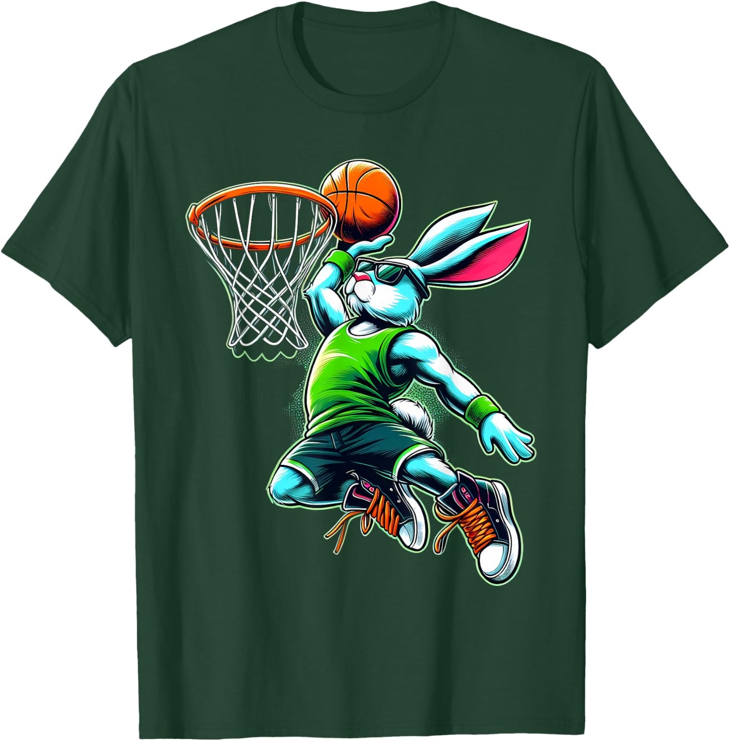 Easter Bunny Basketball Funny Easter Basketball Boys Kids T-Shirt - T-Shirt | Forest