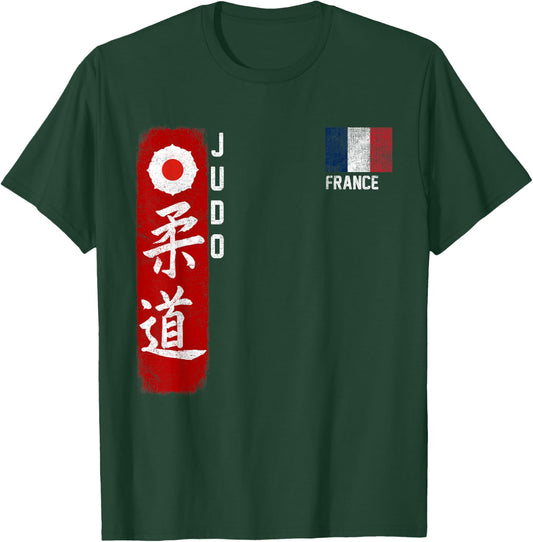 Judo France French Flag Judoka Dojo Martial Art Kanji , Black, S T-Shirt - T-Shirt | Forest