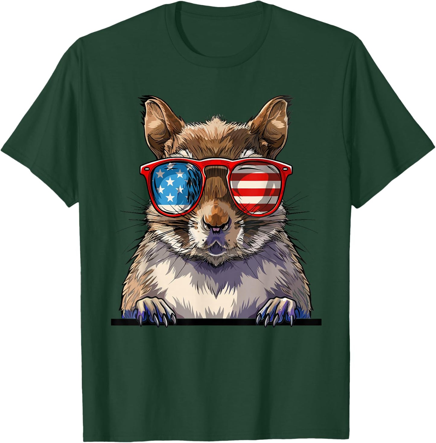 Squirrel USA Flag Funny Squirrel Lovers Mom Dad 4th of July Girls Kids Men T-Shirt - T-Shirt | Forest