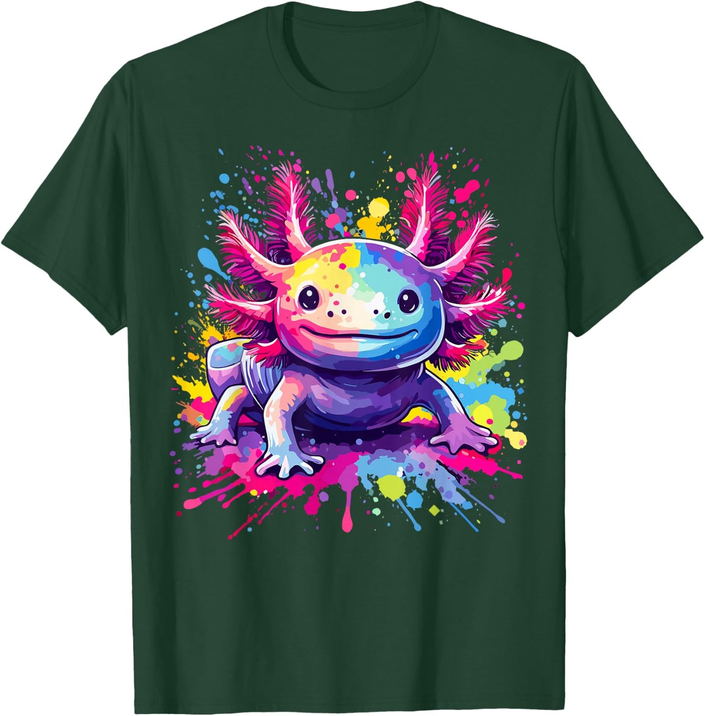 Axolotls Lovers Colorful Splash Art Kawaii Axolotl T-Shirt - T-Shirt | Forest