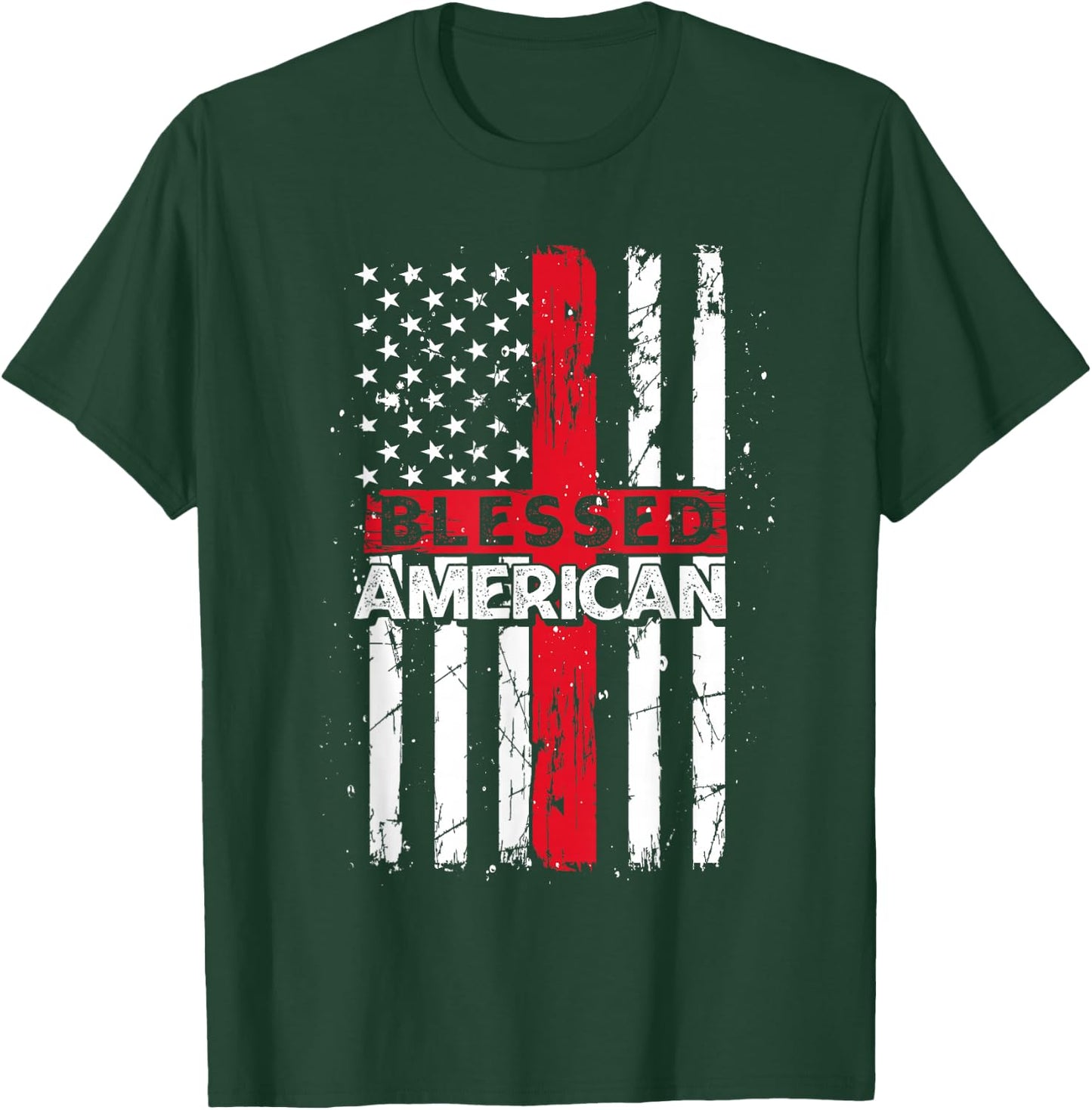 Christian American US Flag Freedom Patriotic 4th Of July Kids Men T-Shirt - T-Shirt | Forest