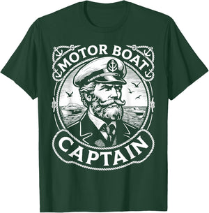 Funny Motor Boat Captain Vintage Retro T-Shirt - T-Shirt | Forest